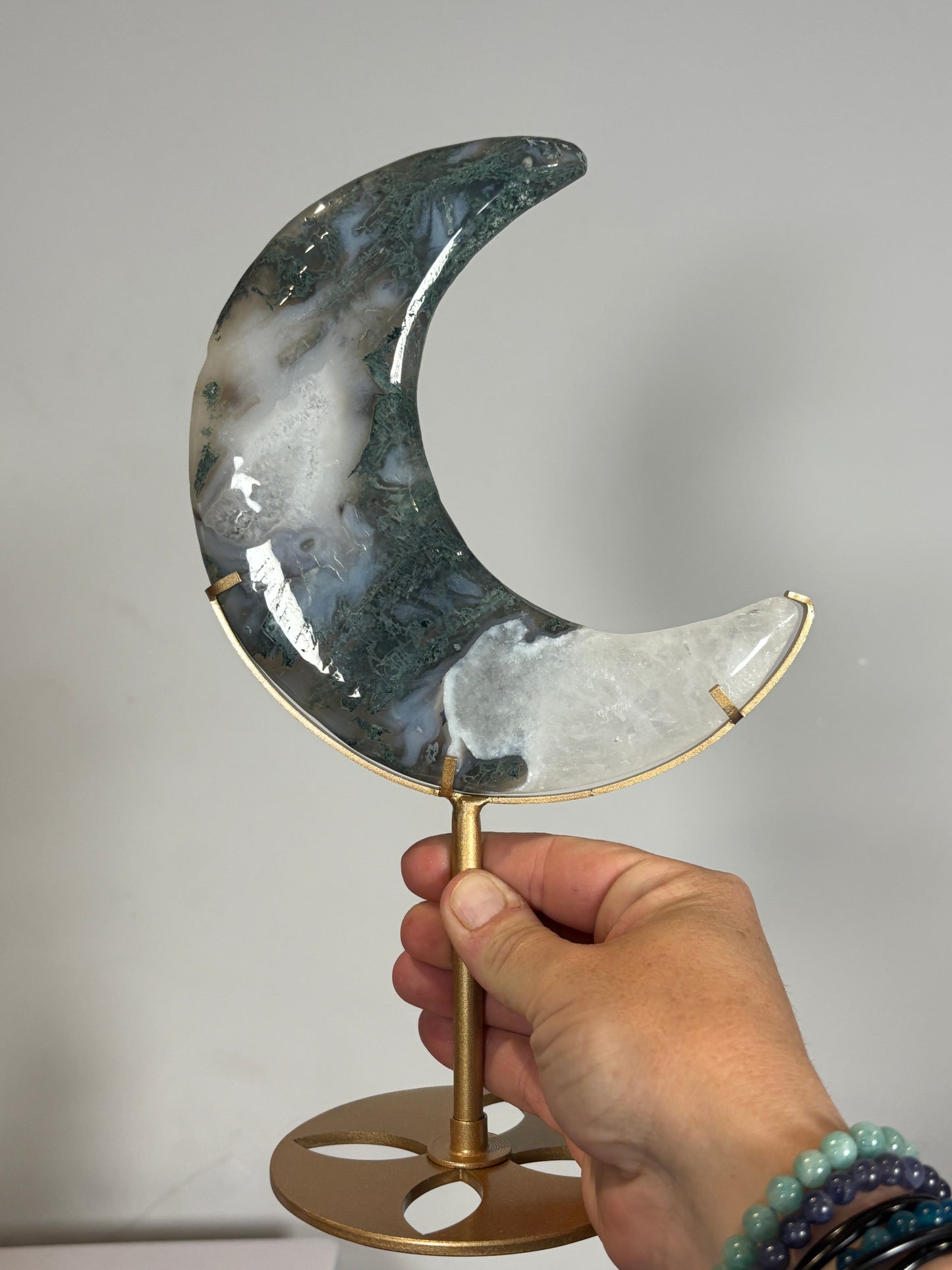 Statement Moons on custom metal stands - various materials