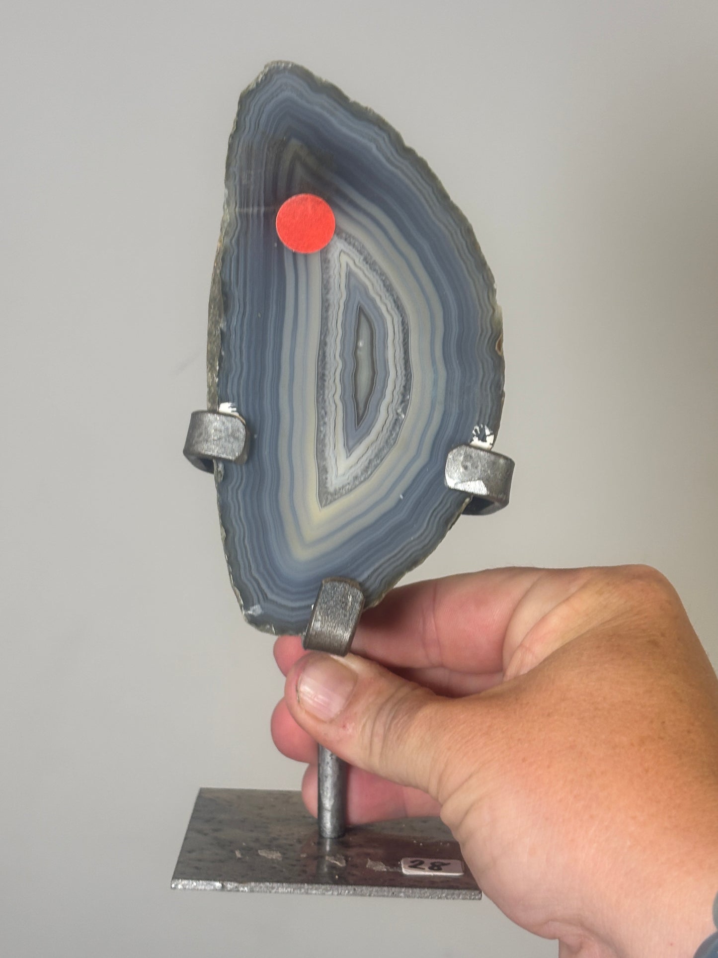 Agate slice on custom metal stand - various
