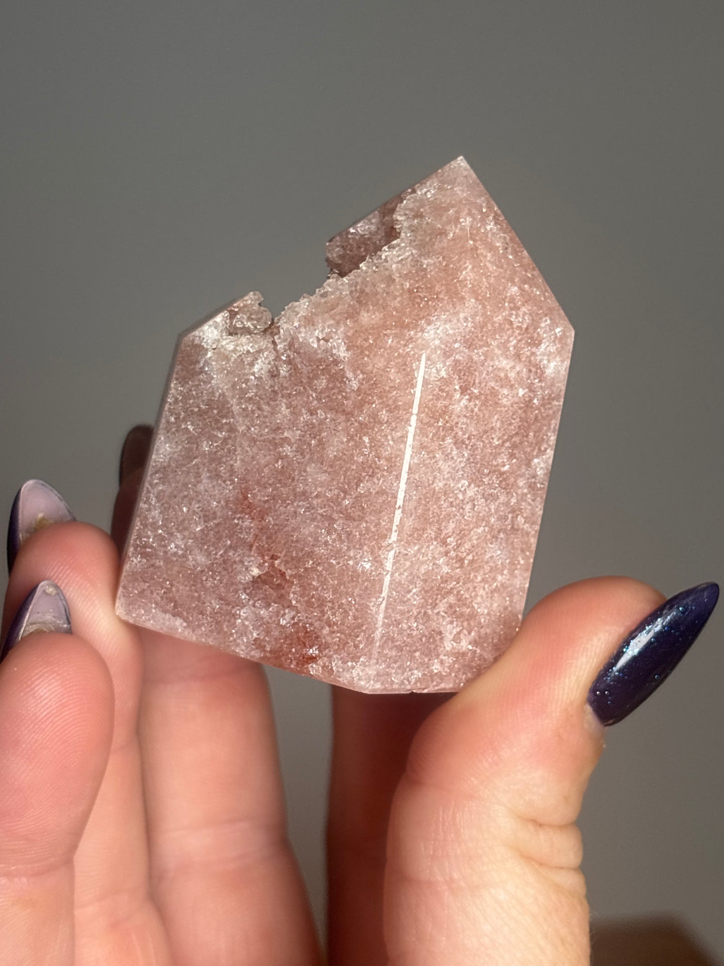 Short druzy pink amethyst tower