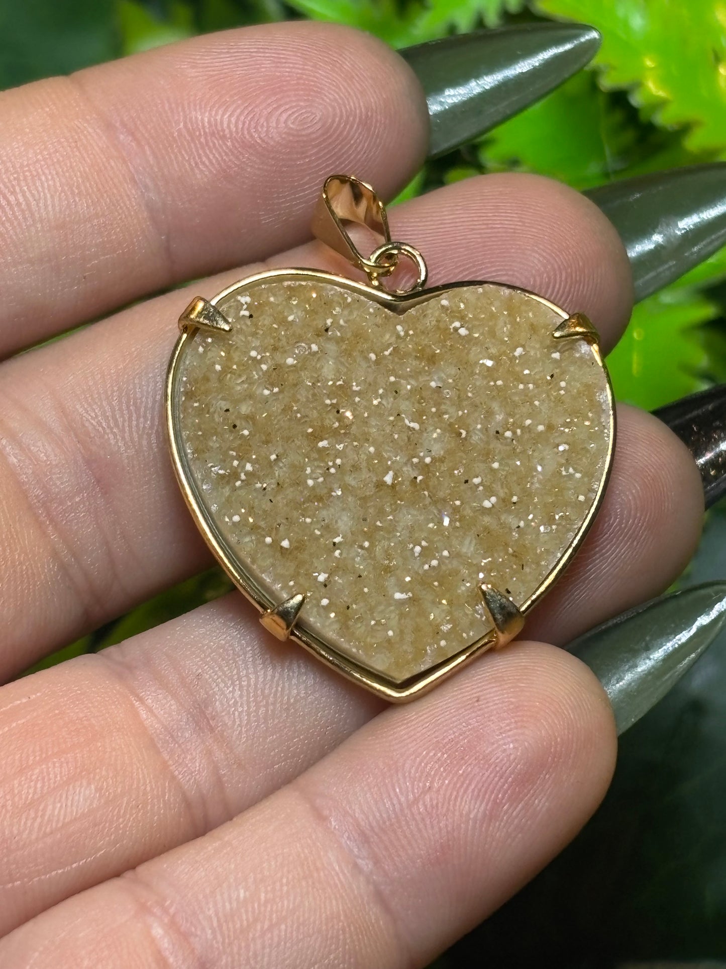 Sugar druzy Rainbow Amethyst heart pendants - gold - various