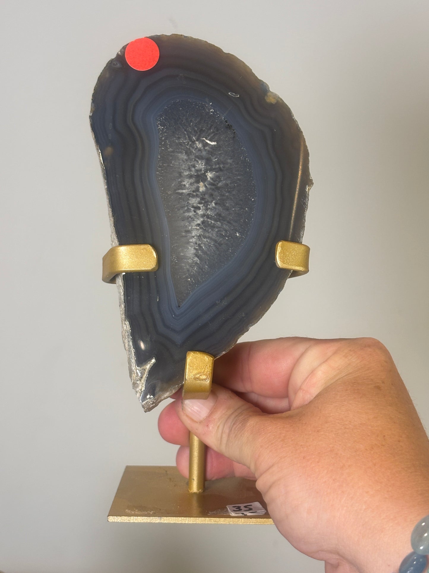 Agate slice on custom metal stand - various
