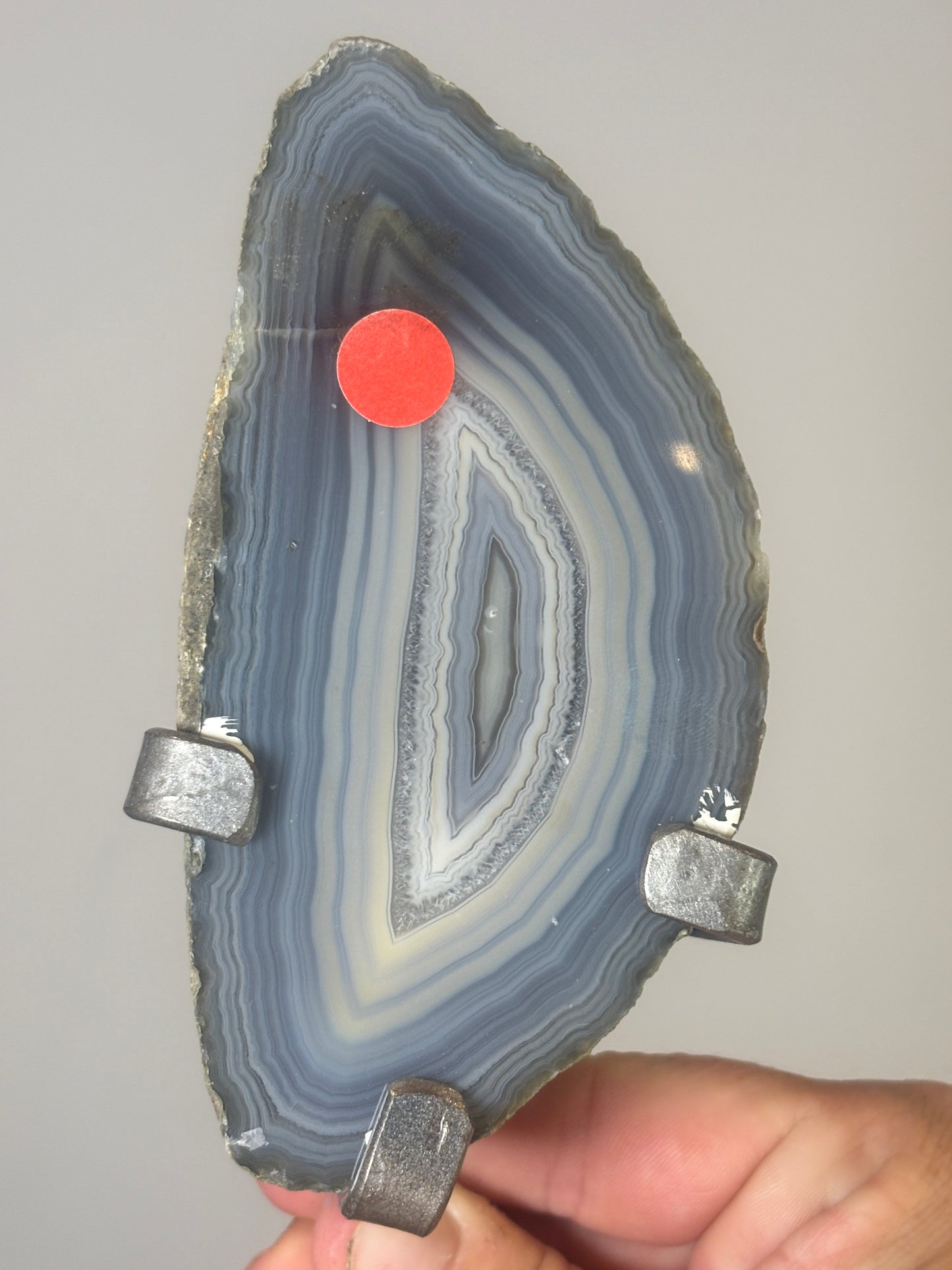 Agate slice on custom metal stand - various