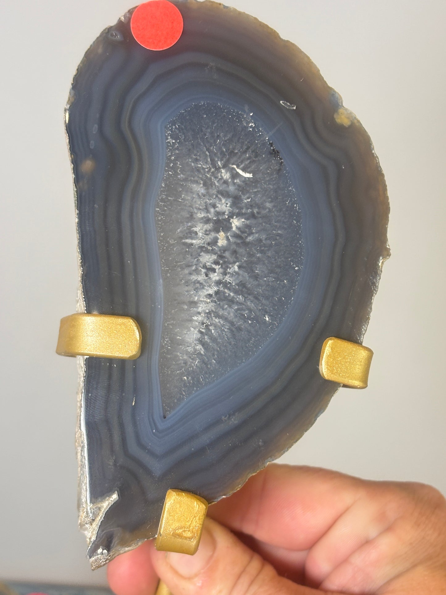 Agate slice on custom metal stand - various