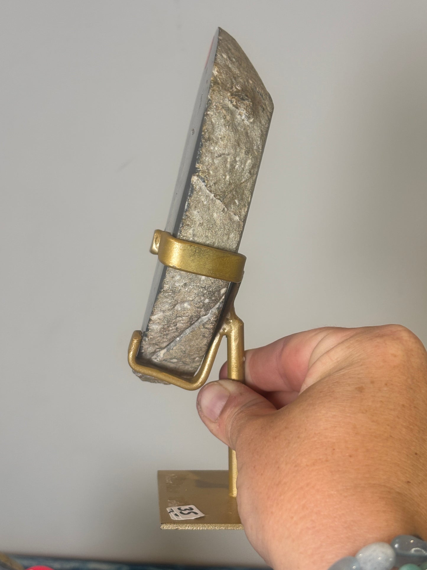 Agate slice on custom metal stand - various