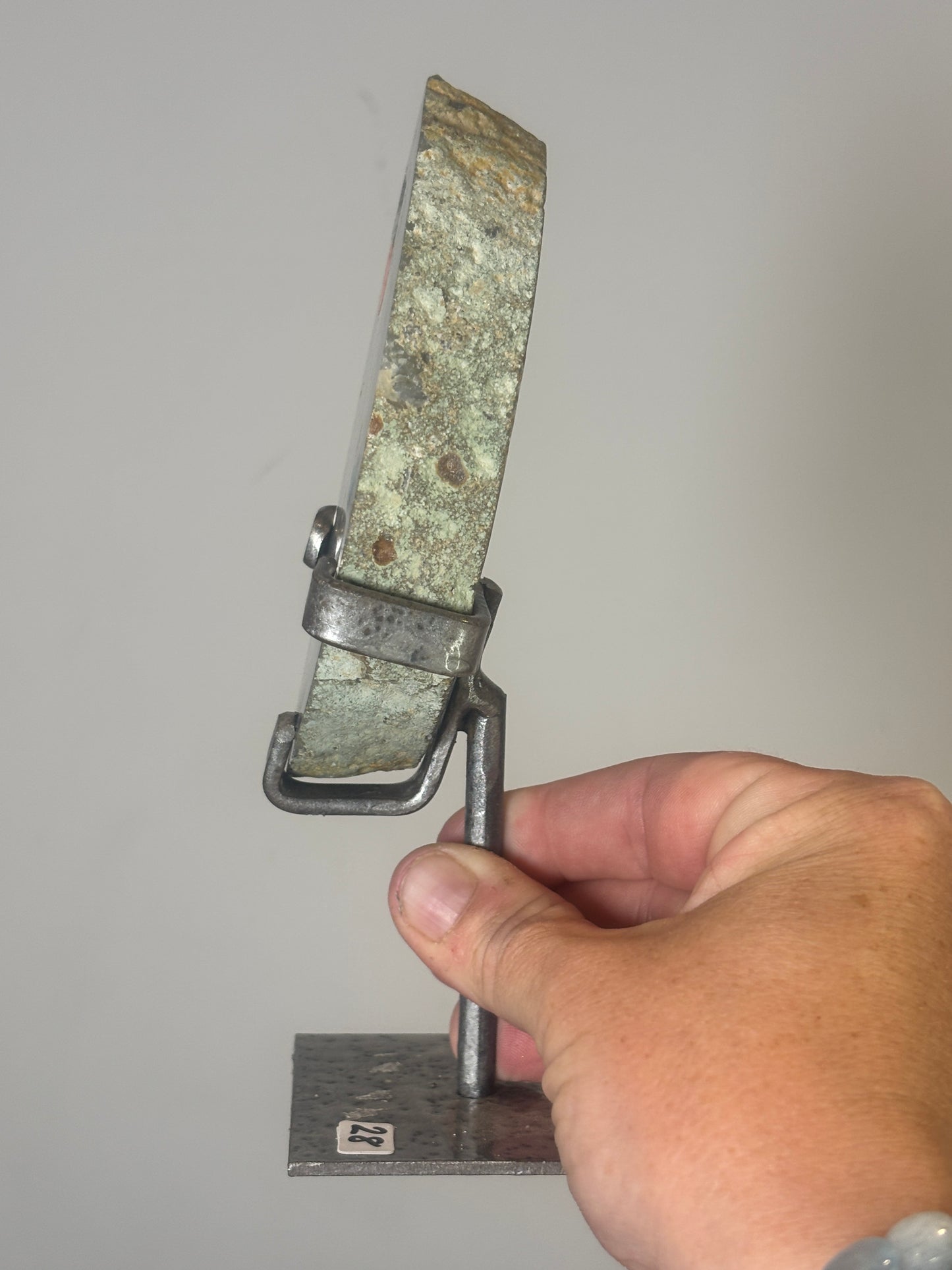 Agate slice on custom metal stand - various