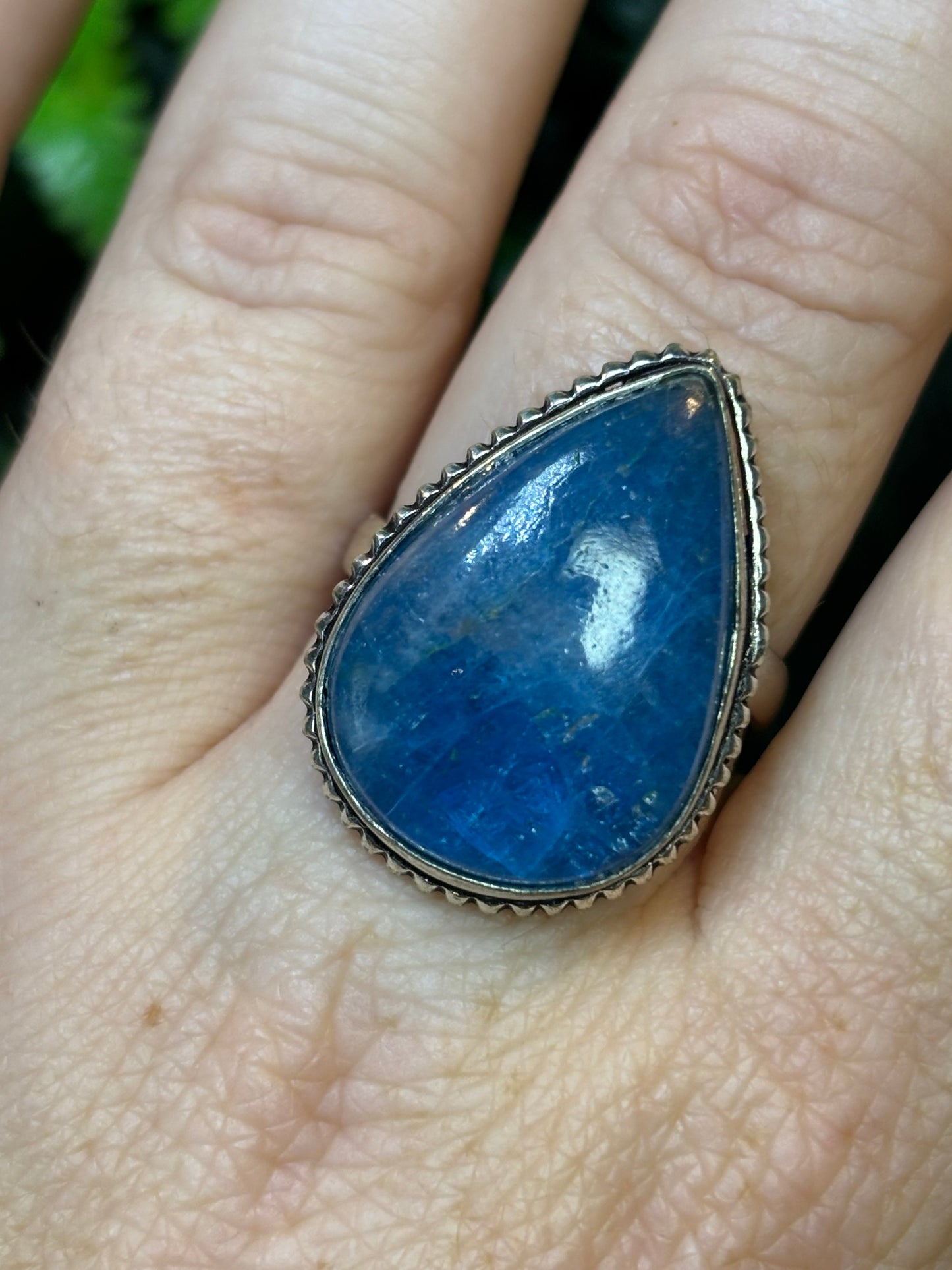 Blue Apatite teardrop statement ring
