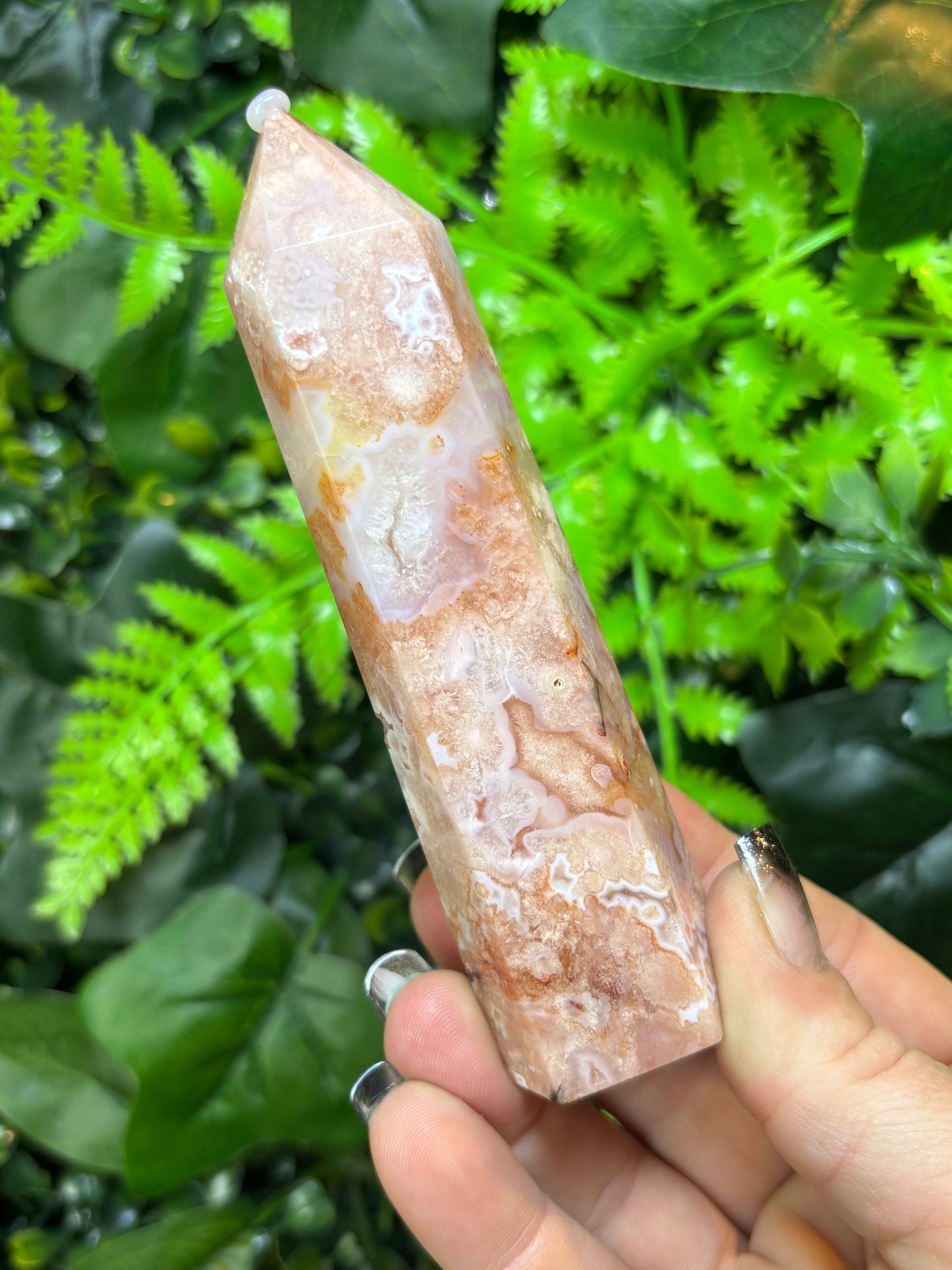 Carnelian X Flower Agate tower - C