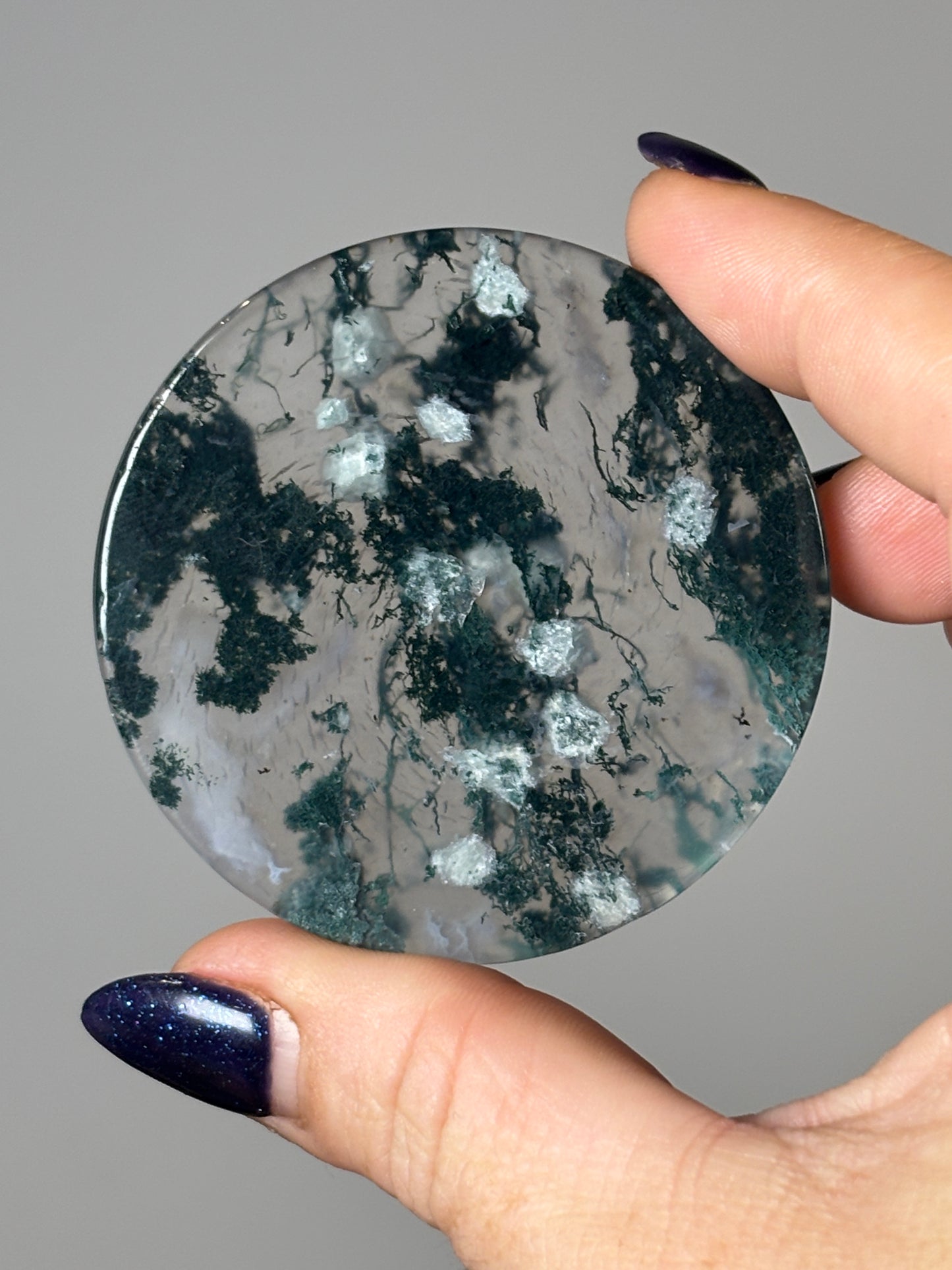 Moss agate poker chip