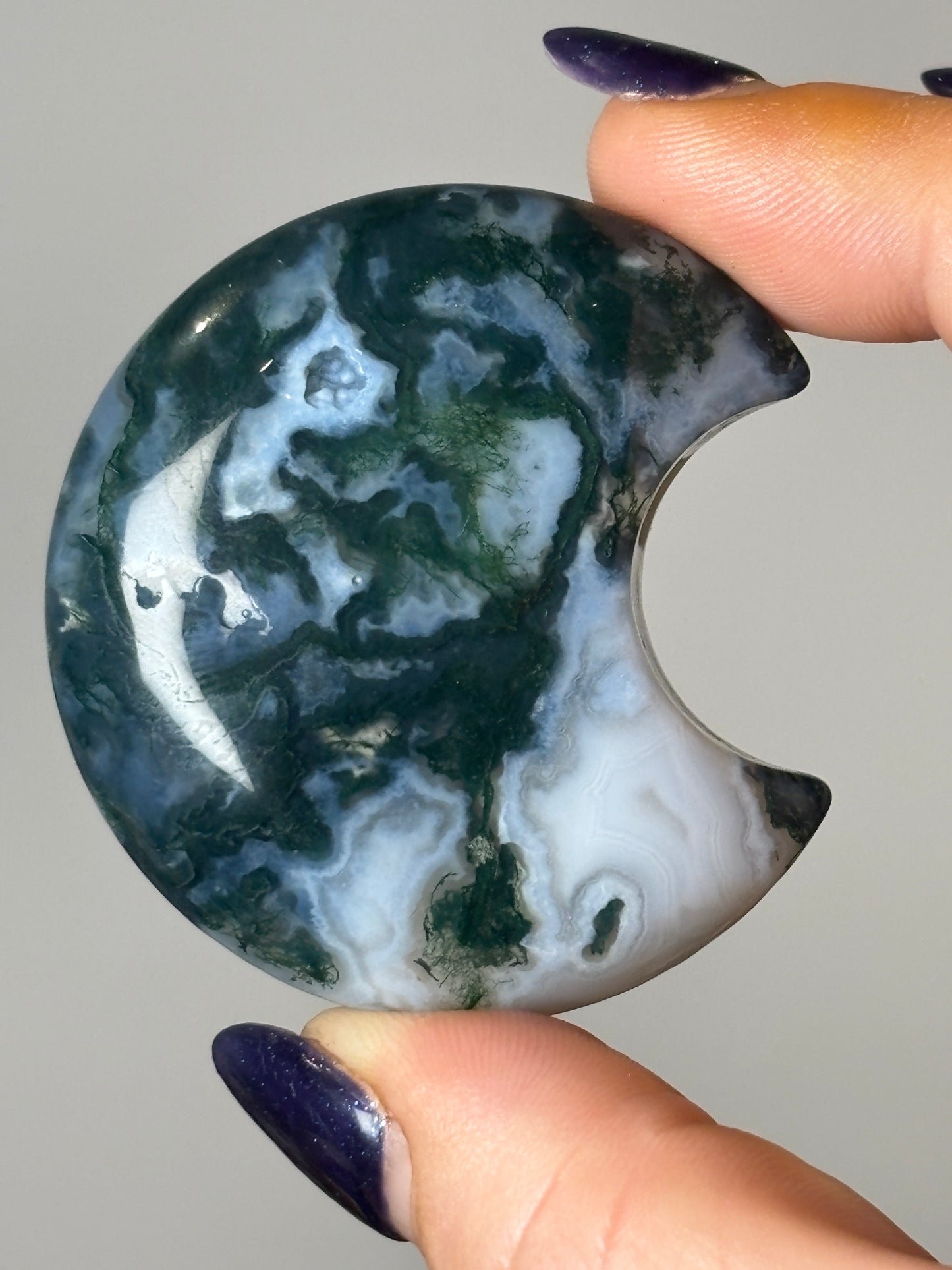 Moss agate small moon