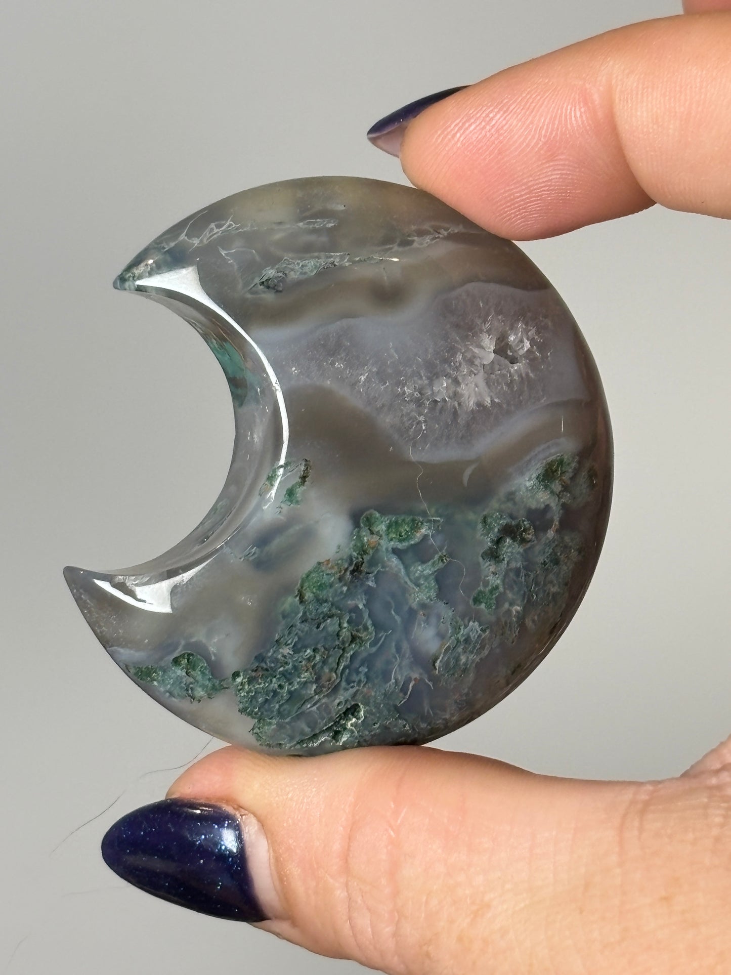 Moss agate small moon