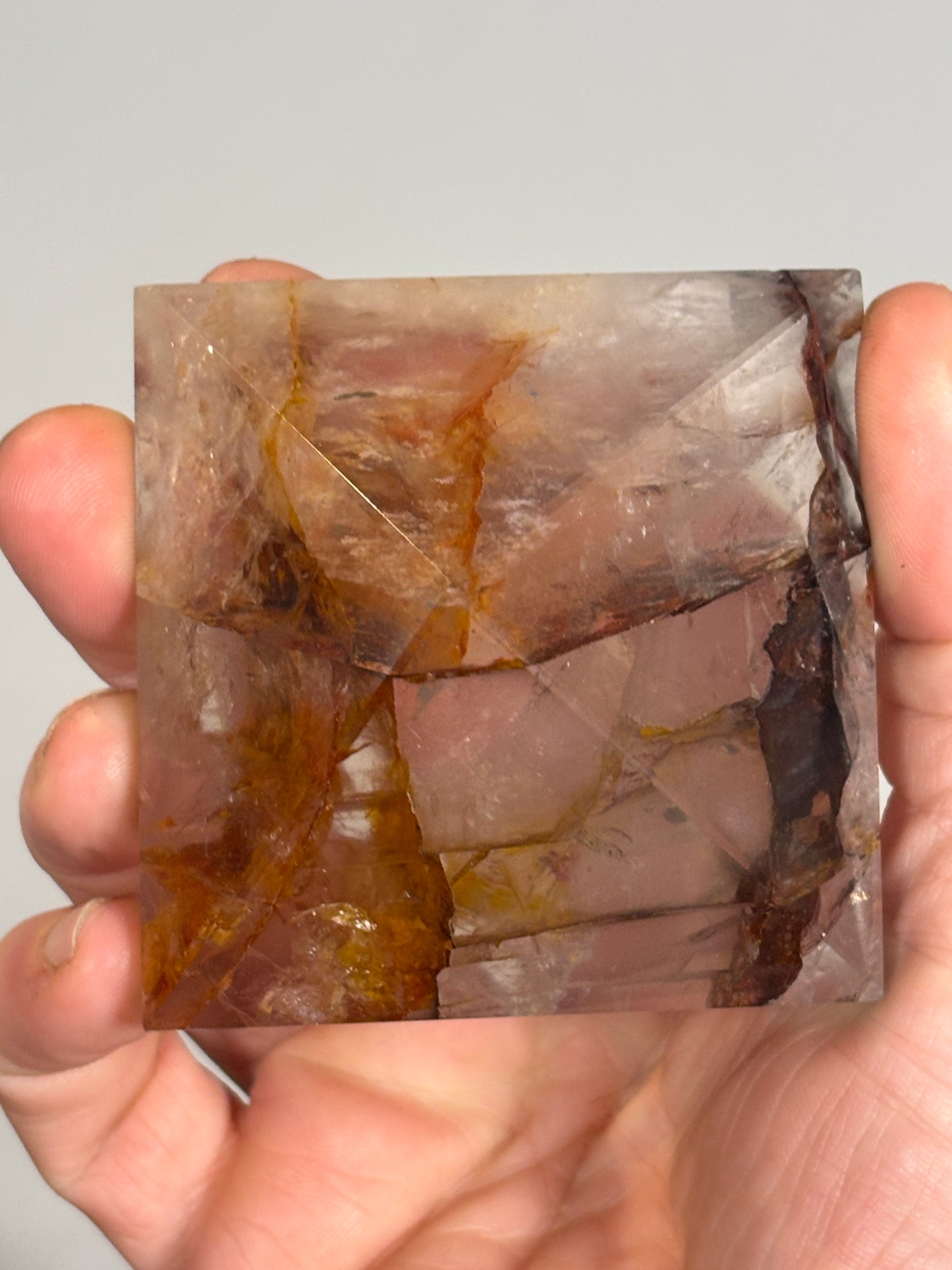 Fire quartz X Golden healer pyramid