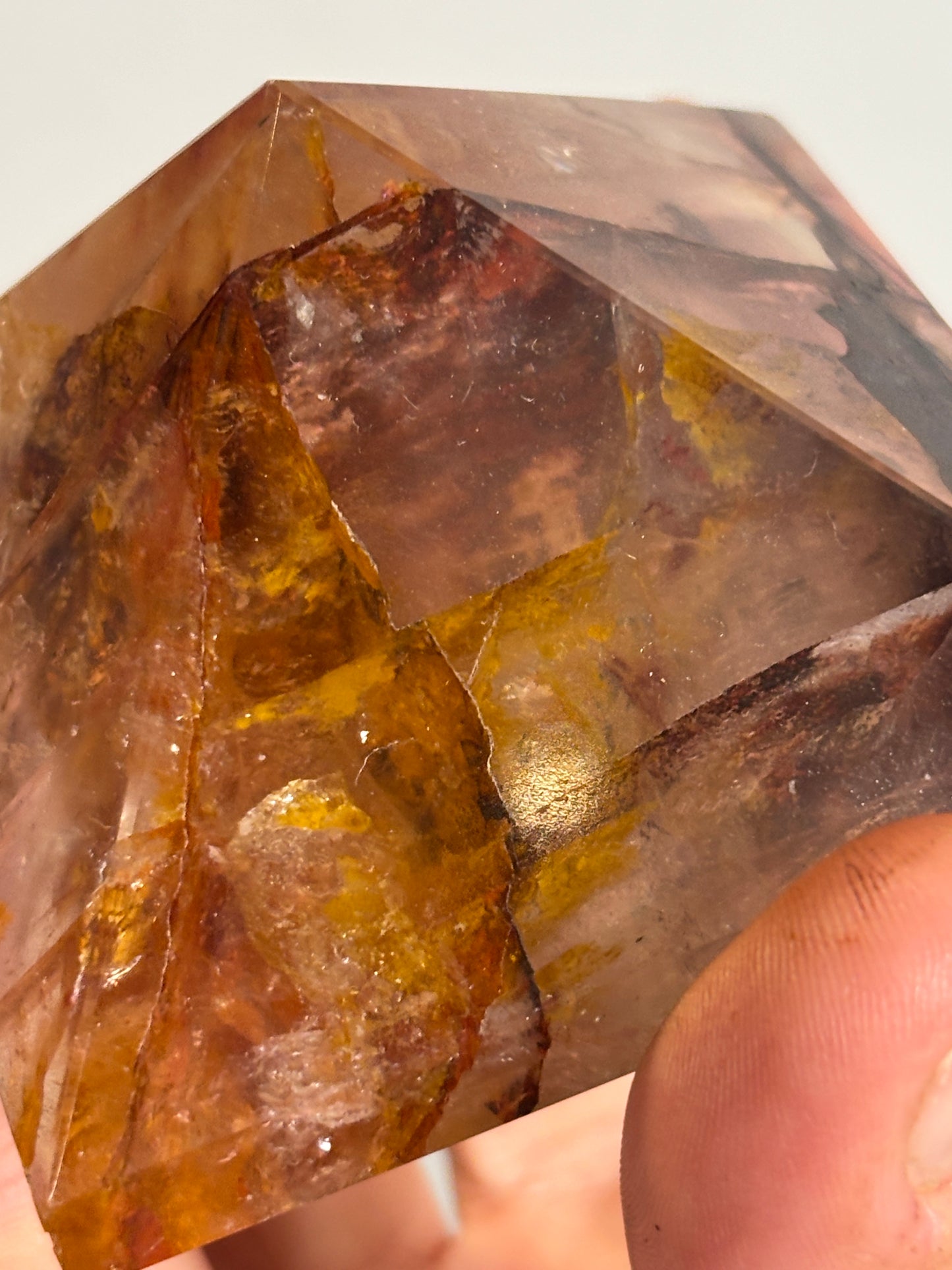 Fire quartz X Golden healer pyramid