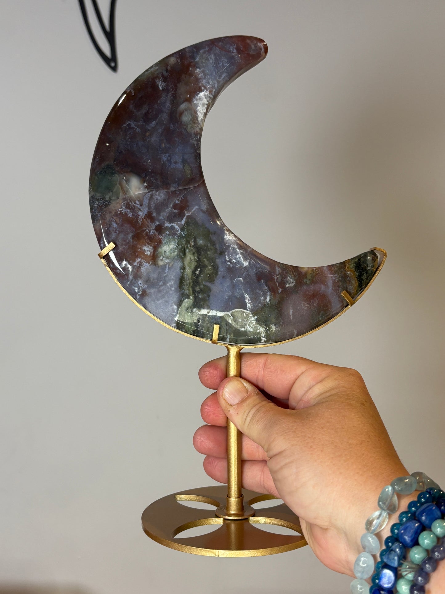 Statement Moons on custom metal stands - various materials