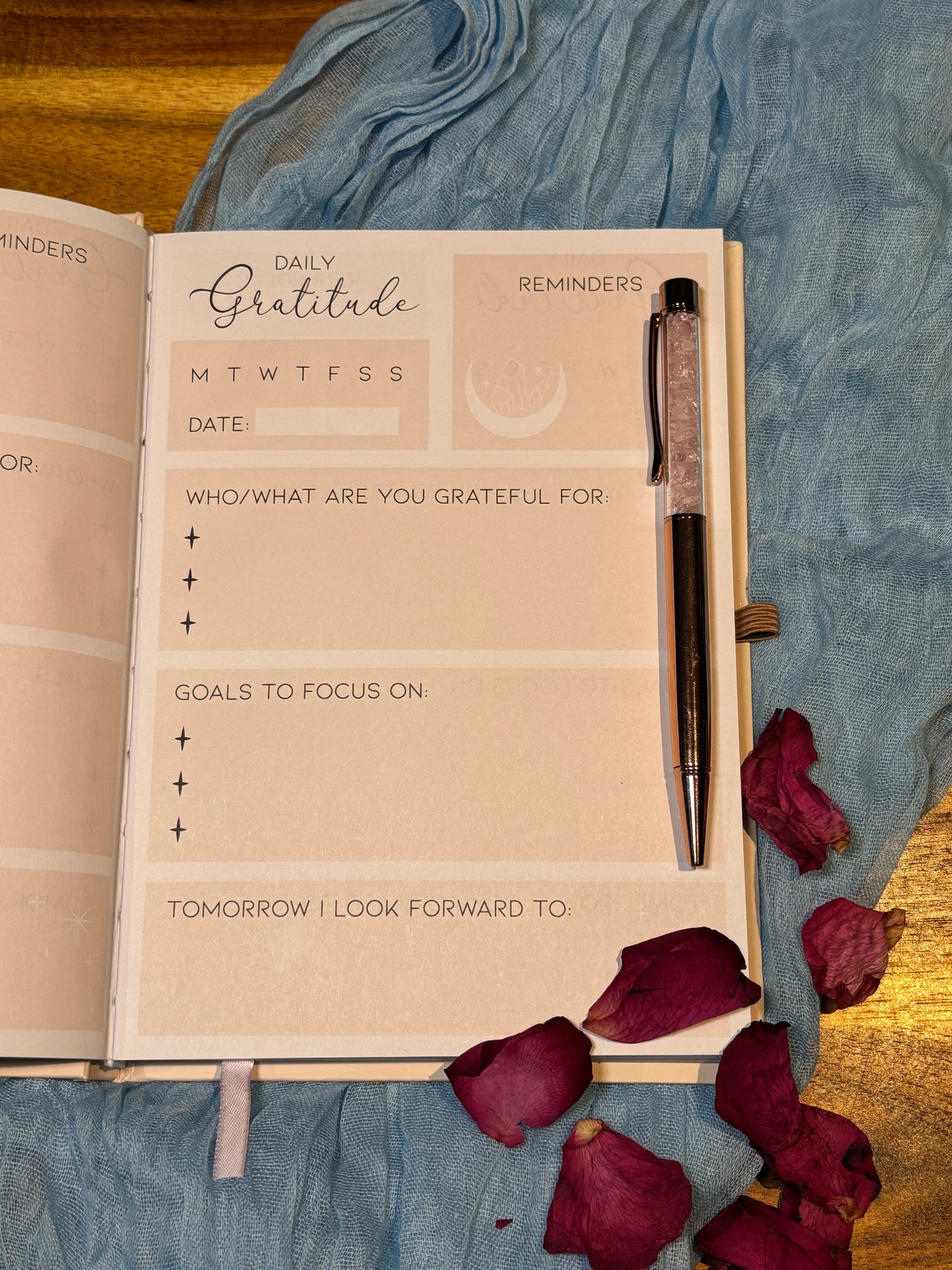 Gratitude journal with Rose Quartz pen