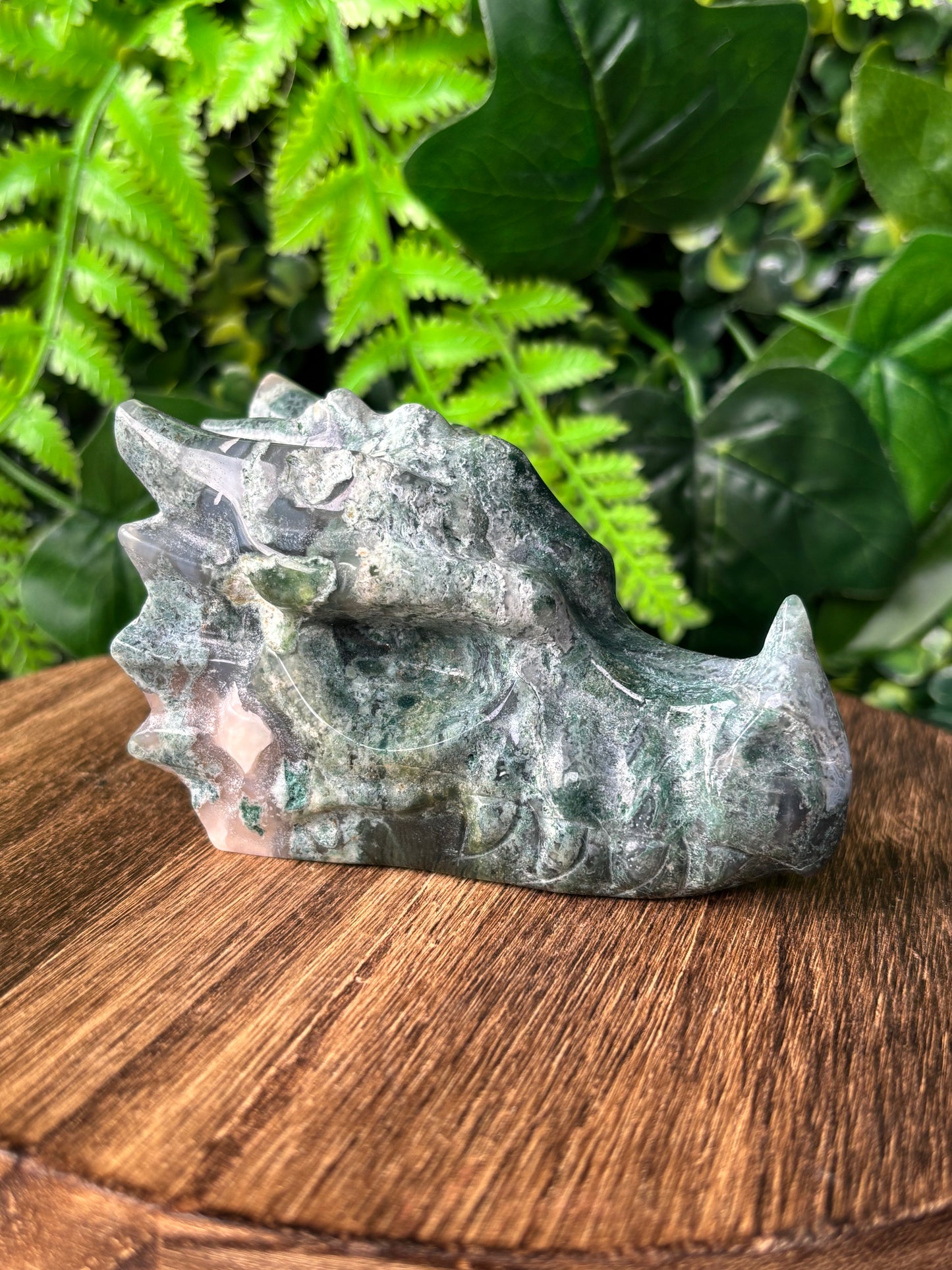 Moss Agate dragon head