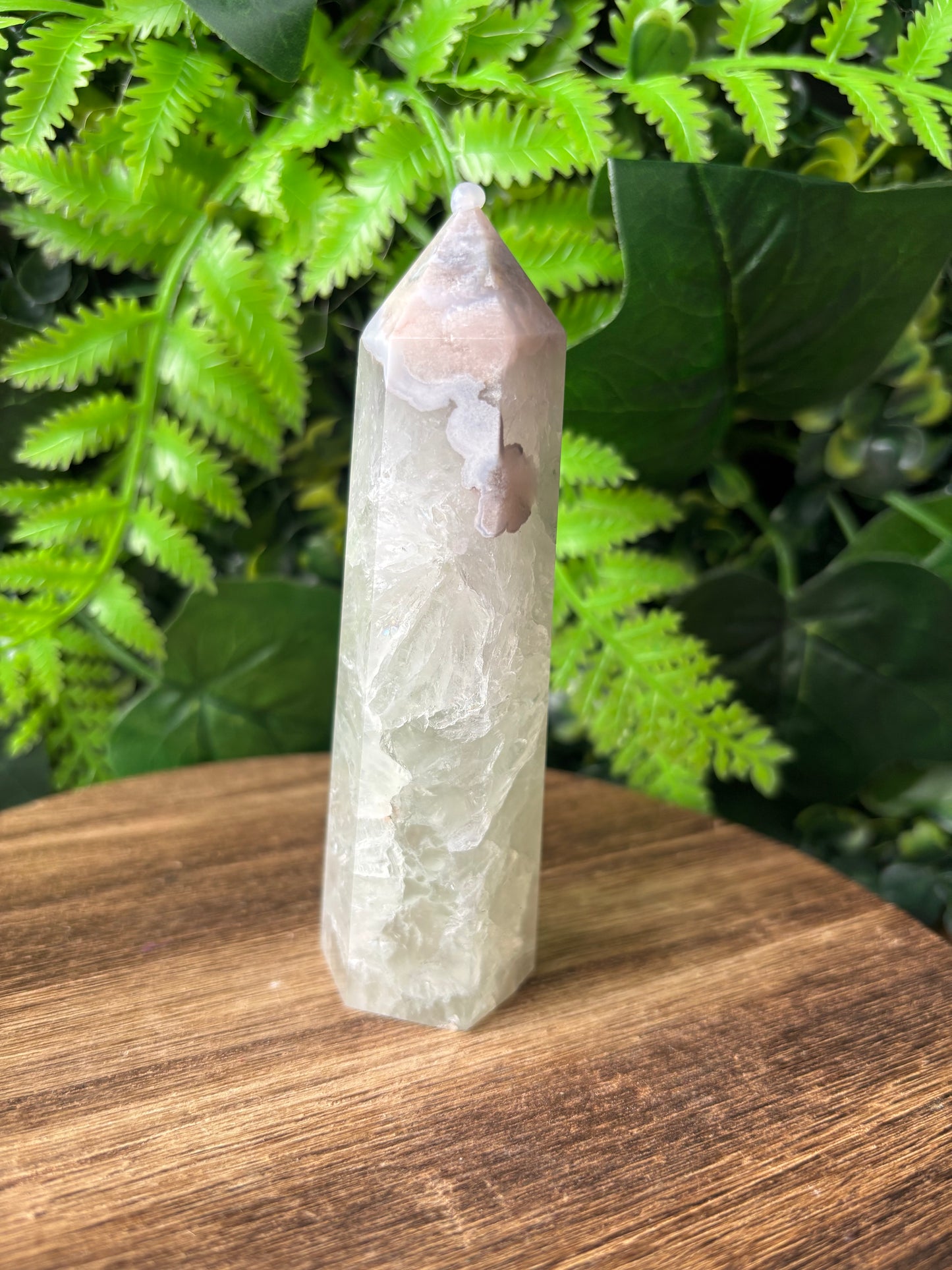 Green quartz X flower agate towers