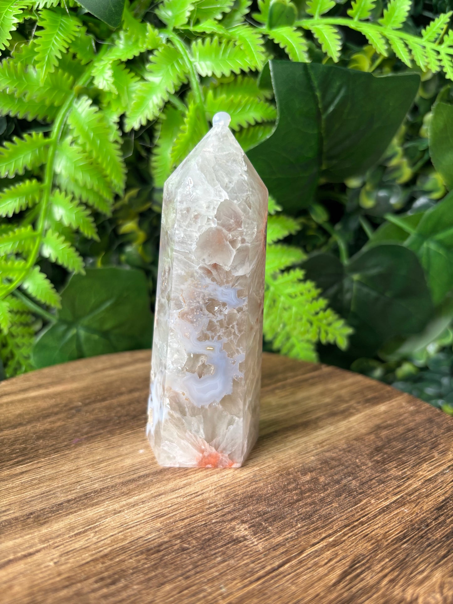 Green quartz X flower agate towers