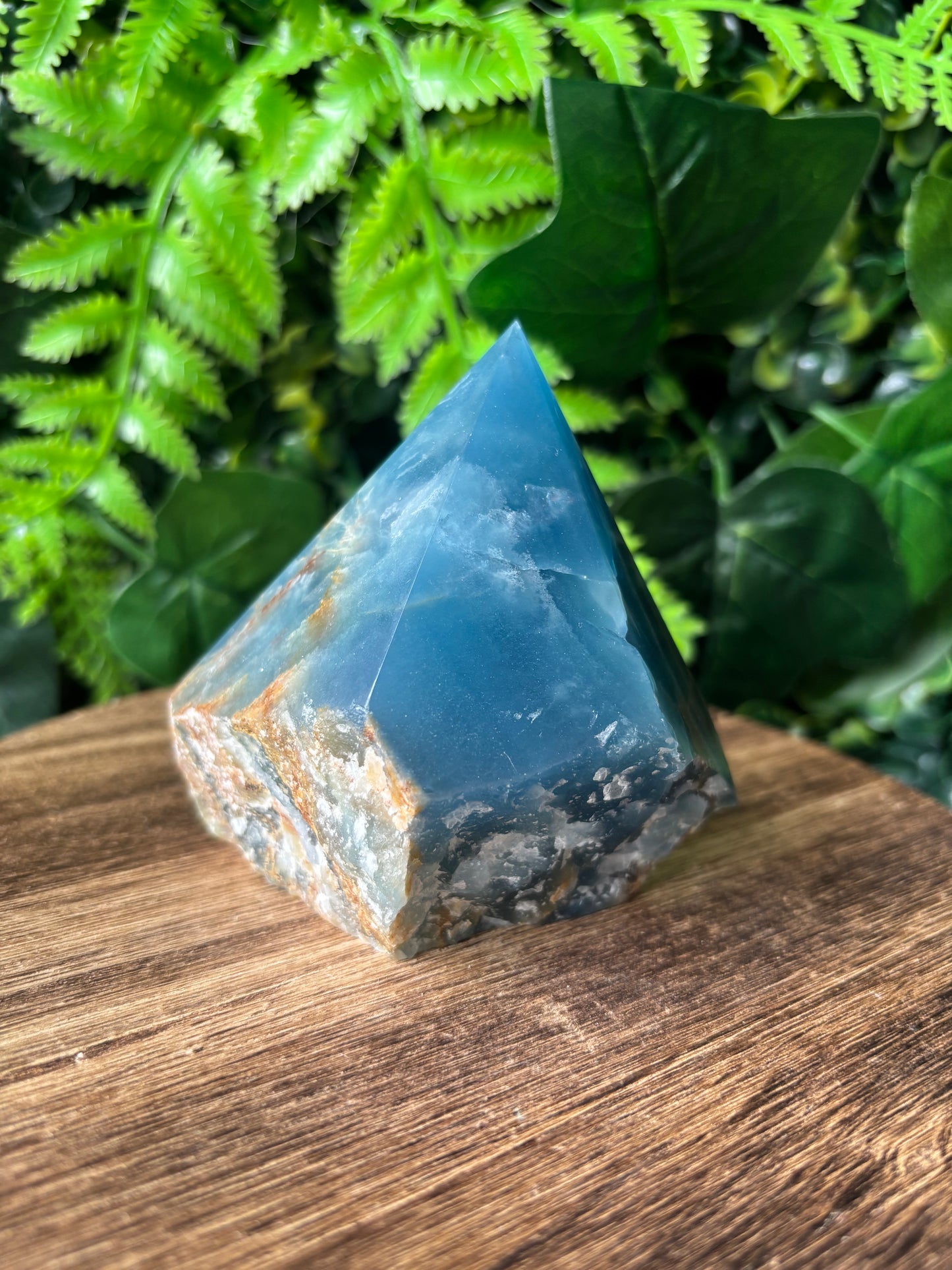 Blue onyx half polished point