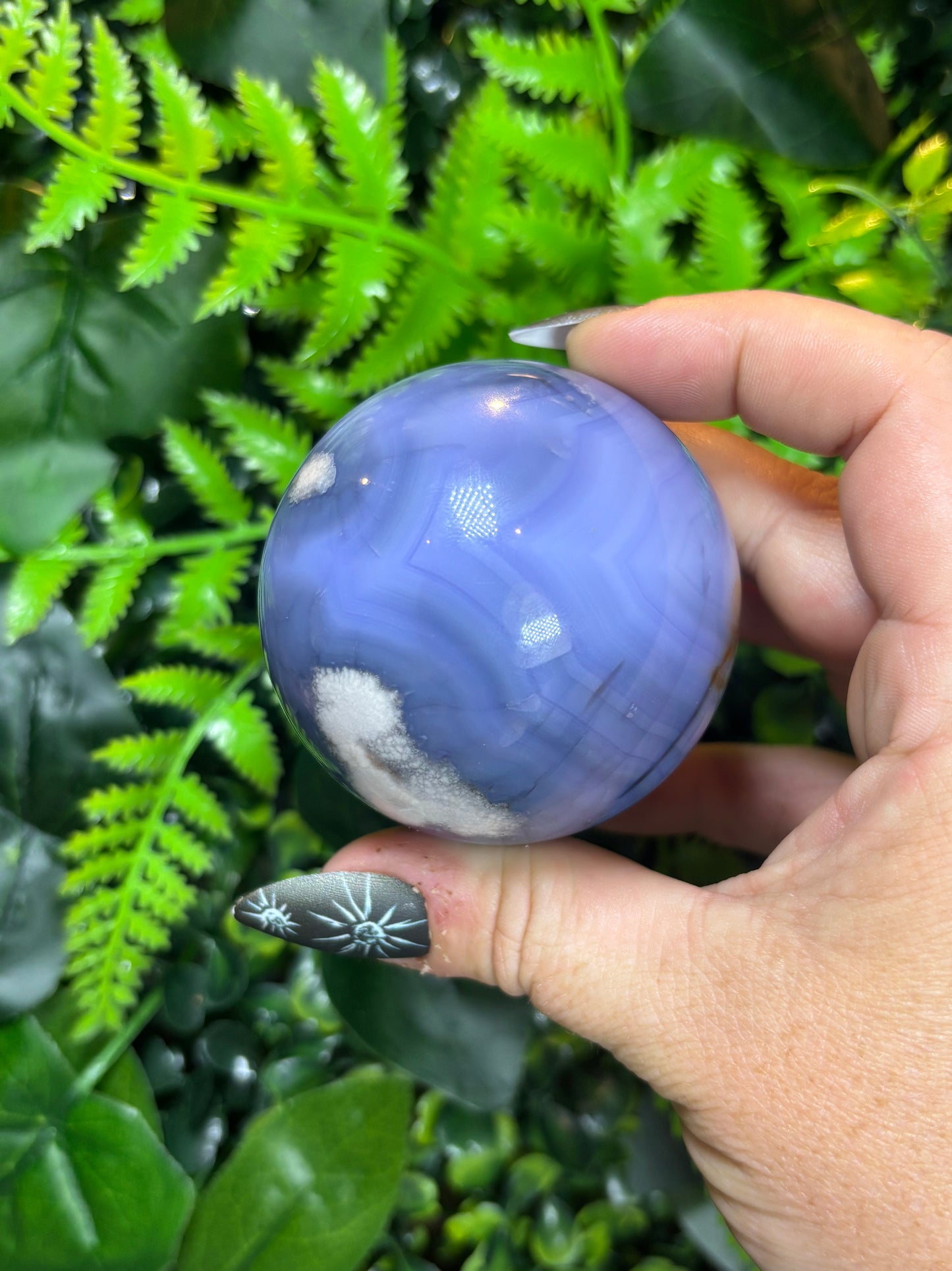 Blue Flower Agate Sphere - 7cm