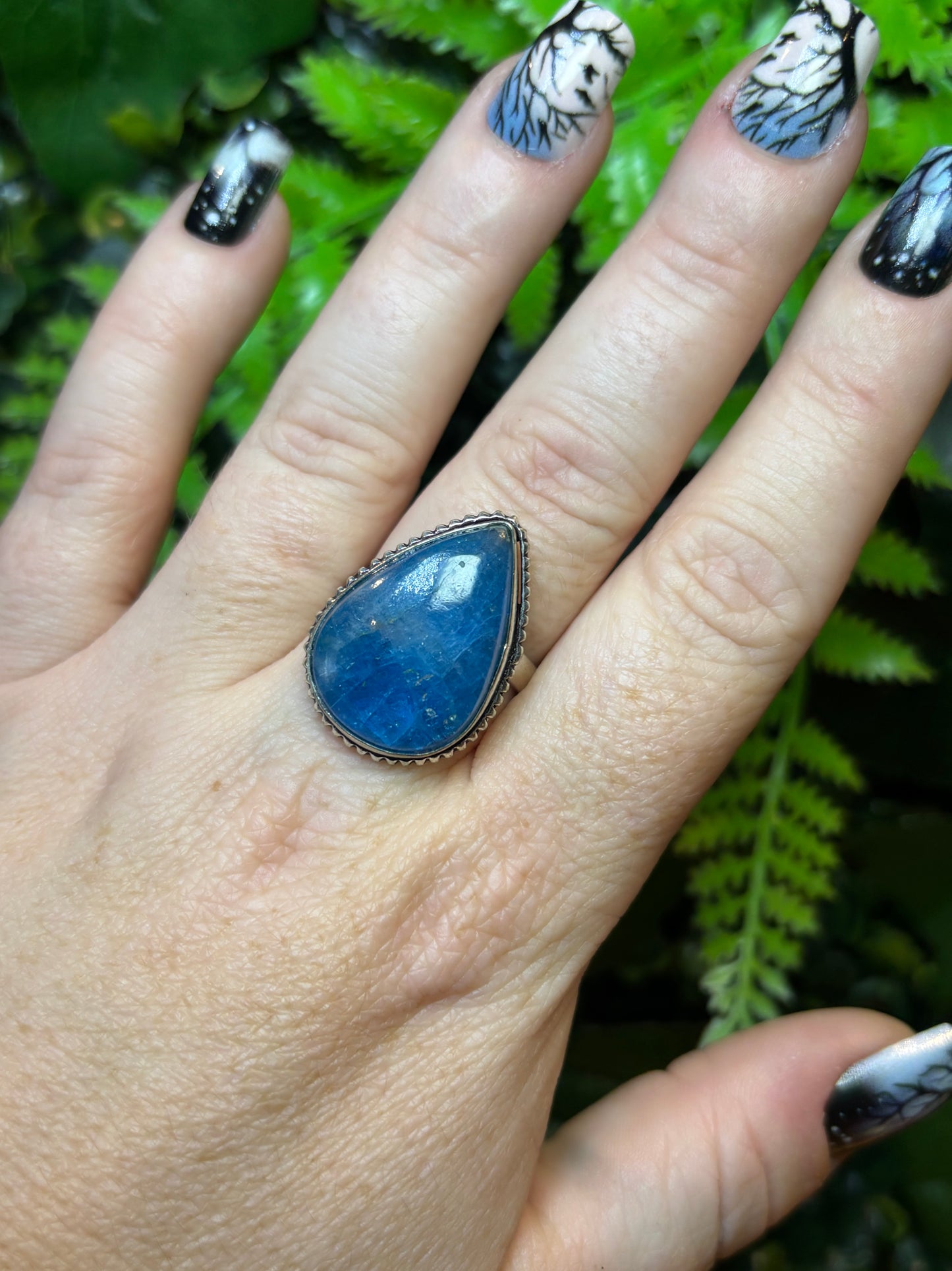 Blue Apatite teardrop statement ring