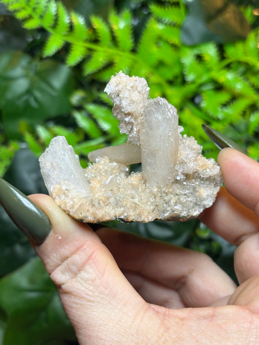 Peach Stilbite on Quartz with Calcite