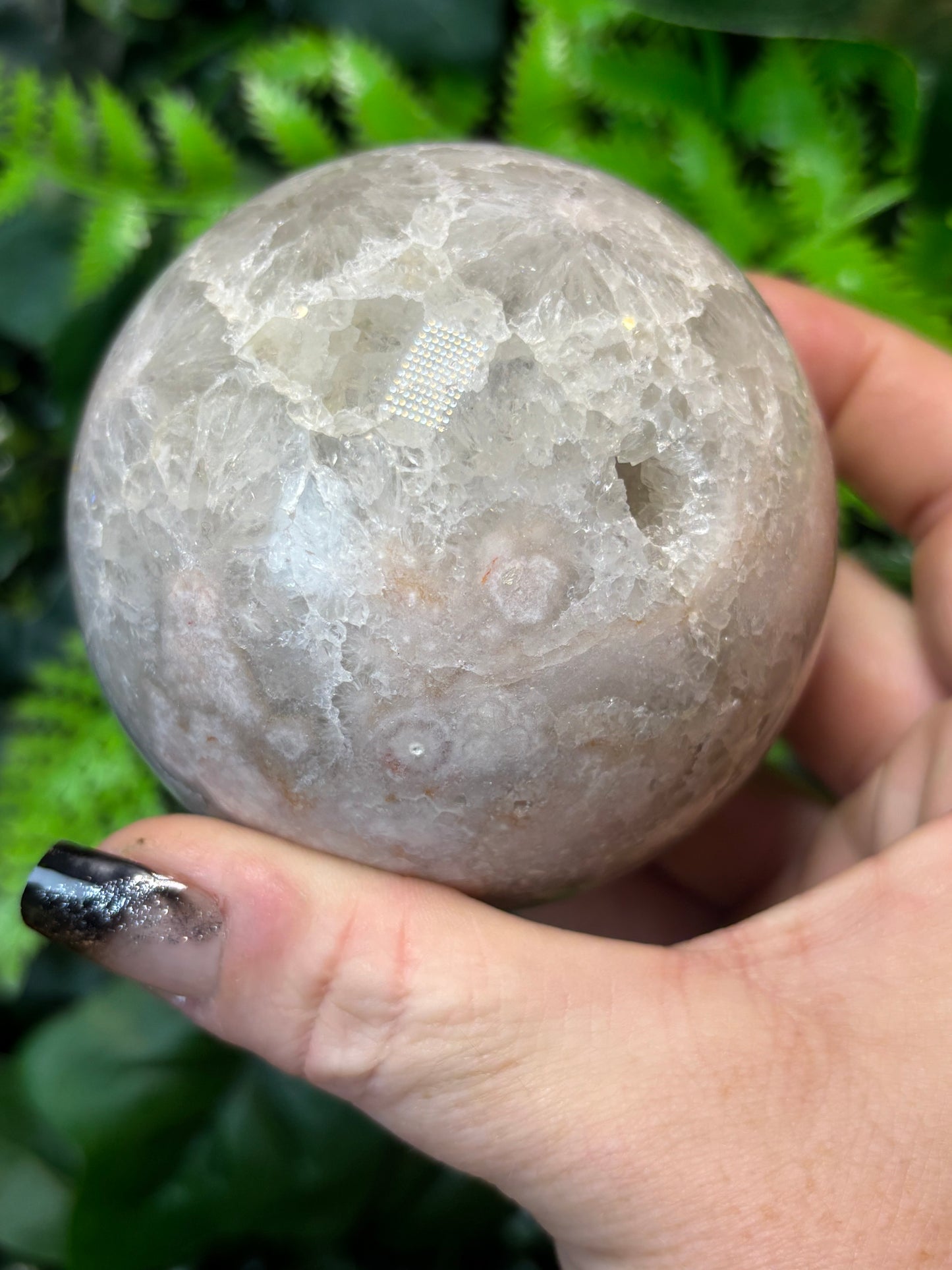 Green Quartz X Flower Agate sphere