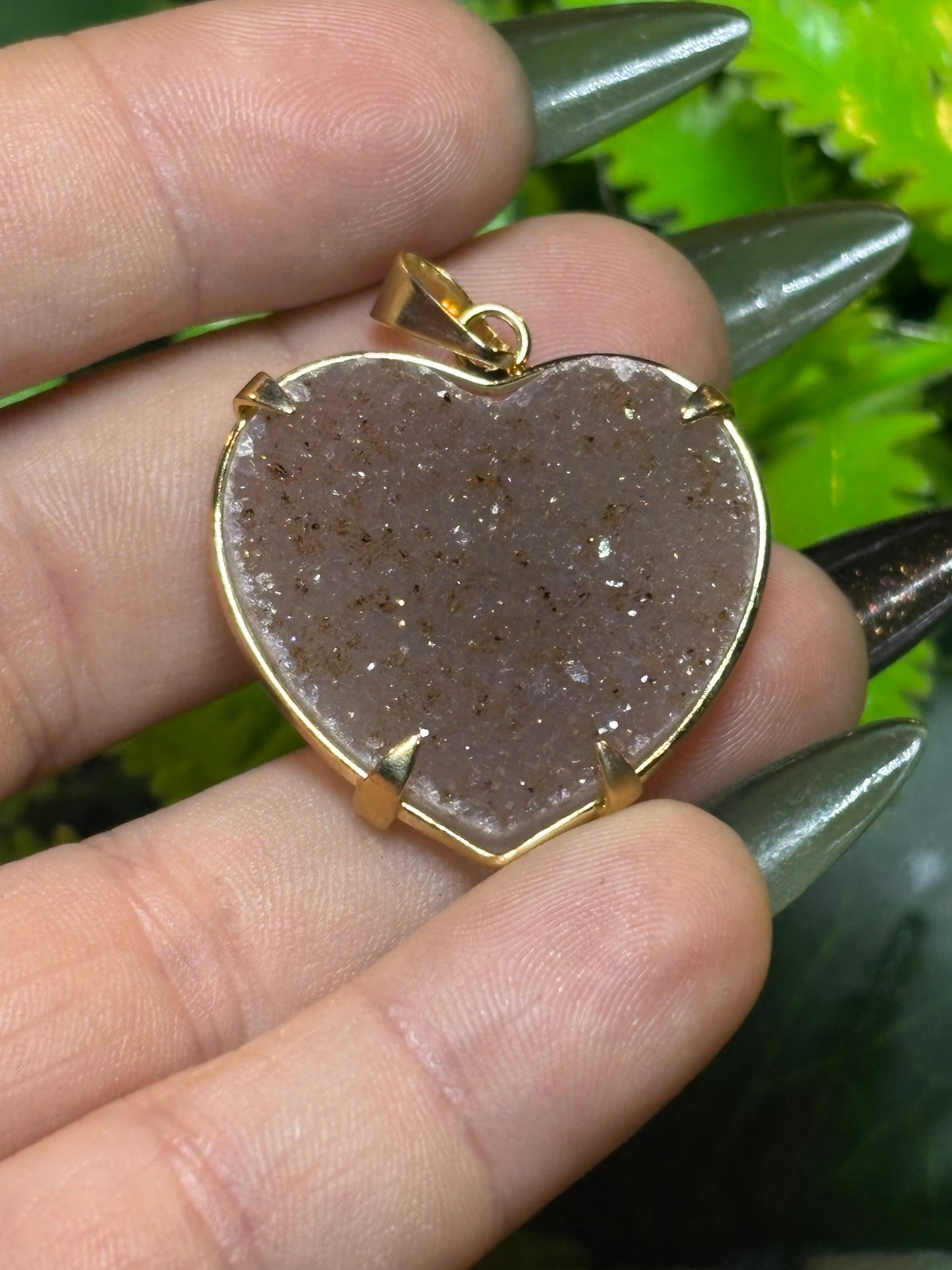 Sugar druzy Rainbow Amethyst heart pendants - gold - various