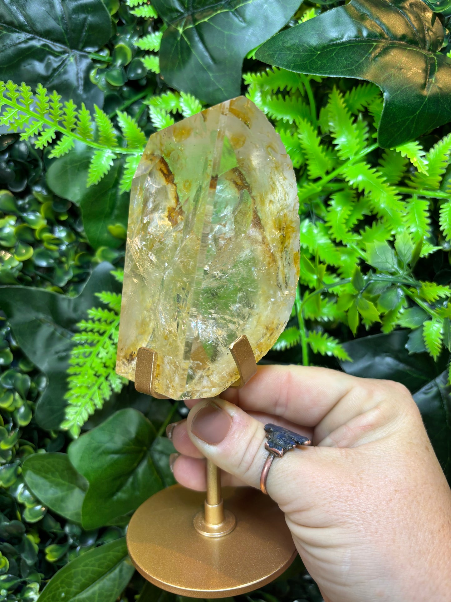 Part raw Golden Healer free form on custom stand