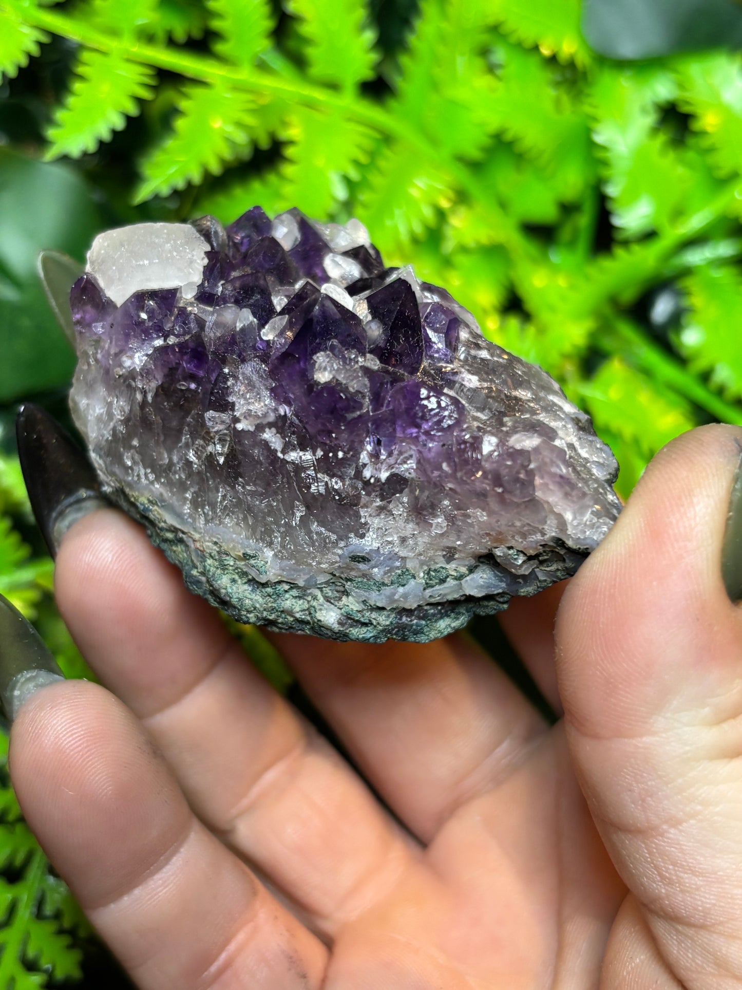 Brazilian Amethyst cluster with Calcite