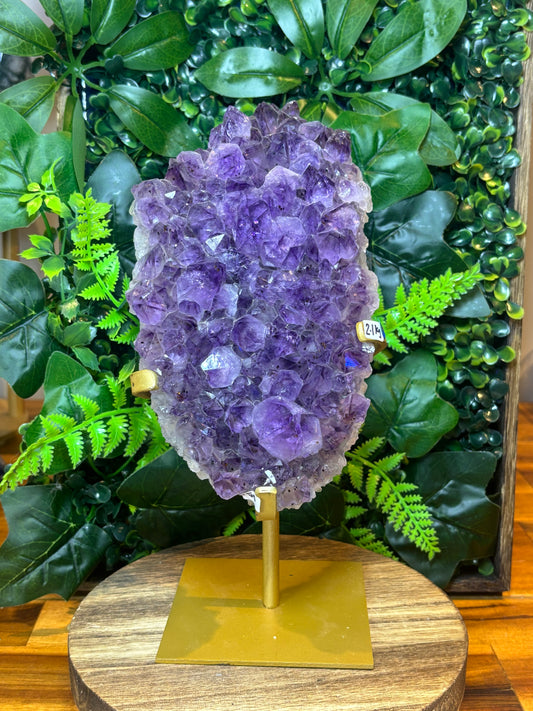 Statement Brazilian Amethyst cluster on custom gold stand - 2.1kg