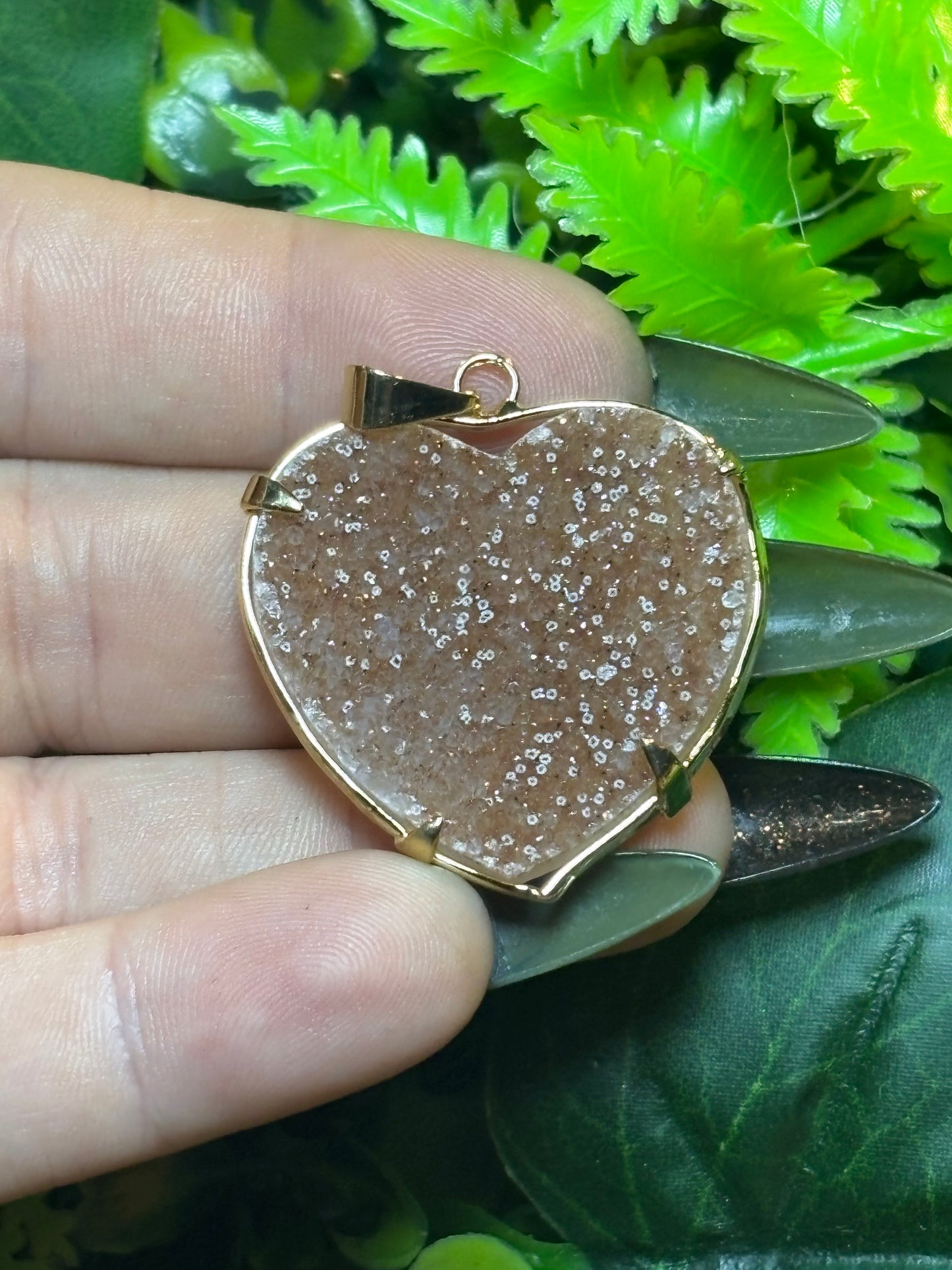 Sugar druzy Rainbow Amethyst heart pendants - gold - various