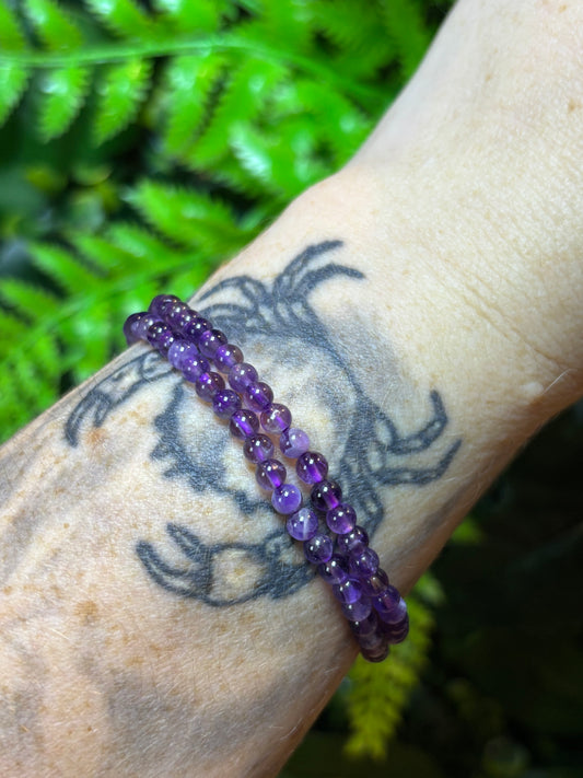 Amethyst beaded bracelet - 4mm