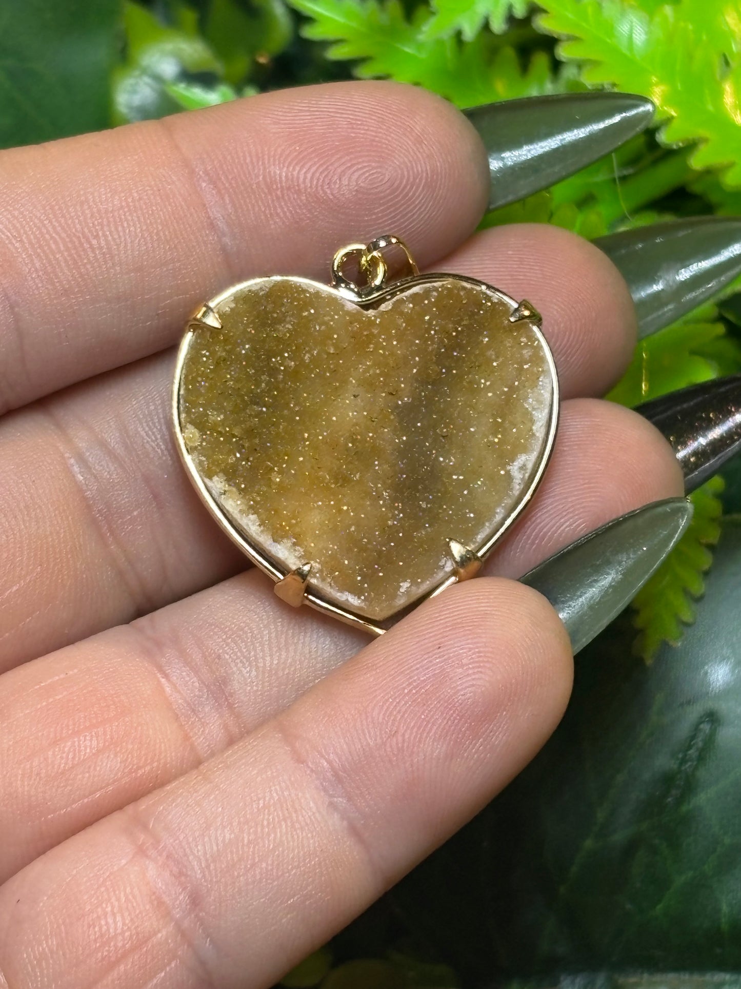 Sugar druzy Rainbow Amethyst heart pendants - gold - various