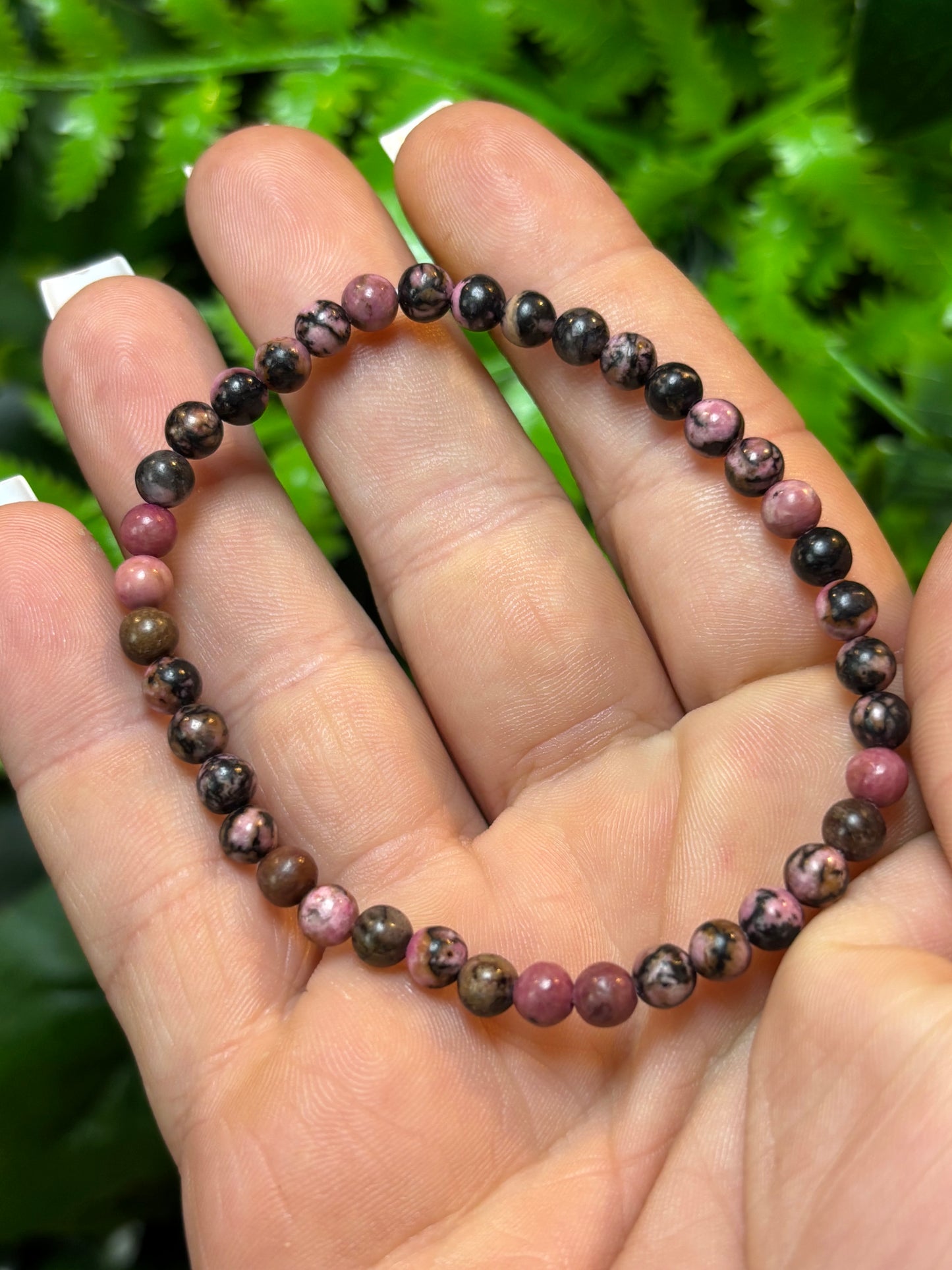 Rhodonite beaded bracelet - 4mm