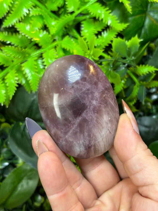 Lavender Rose Quartz palm stone - XL
