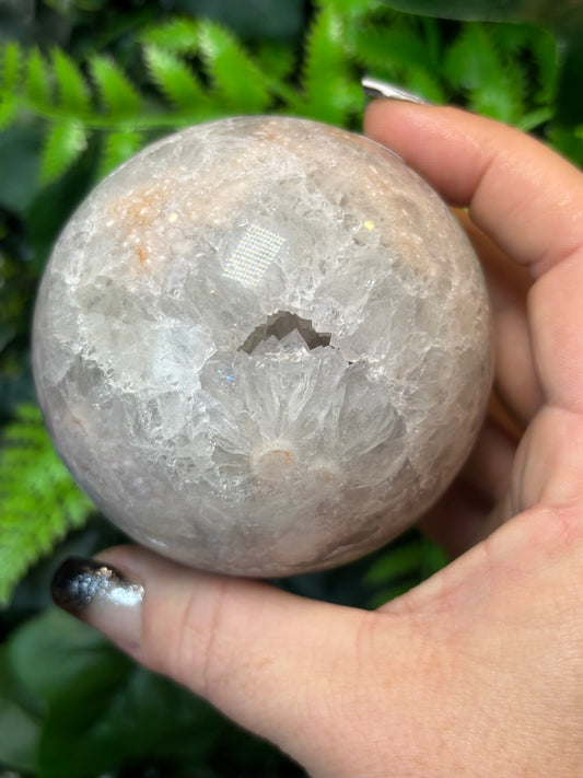 Green Quartz X Flower Agate sphere