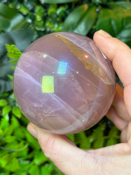 Aura Rose Quartz sphere - Imperfect