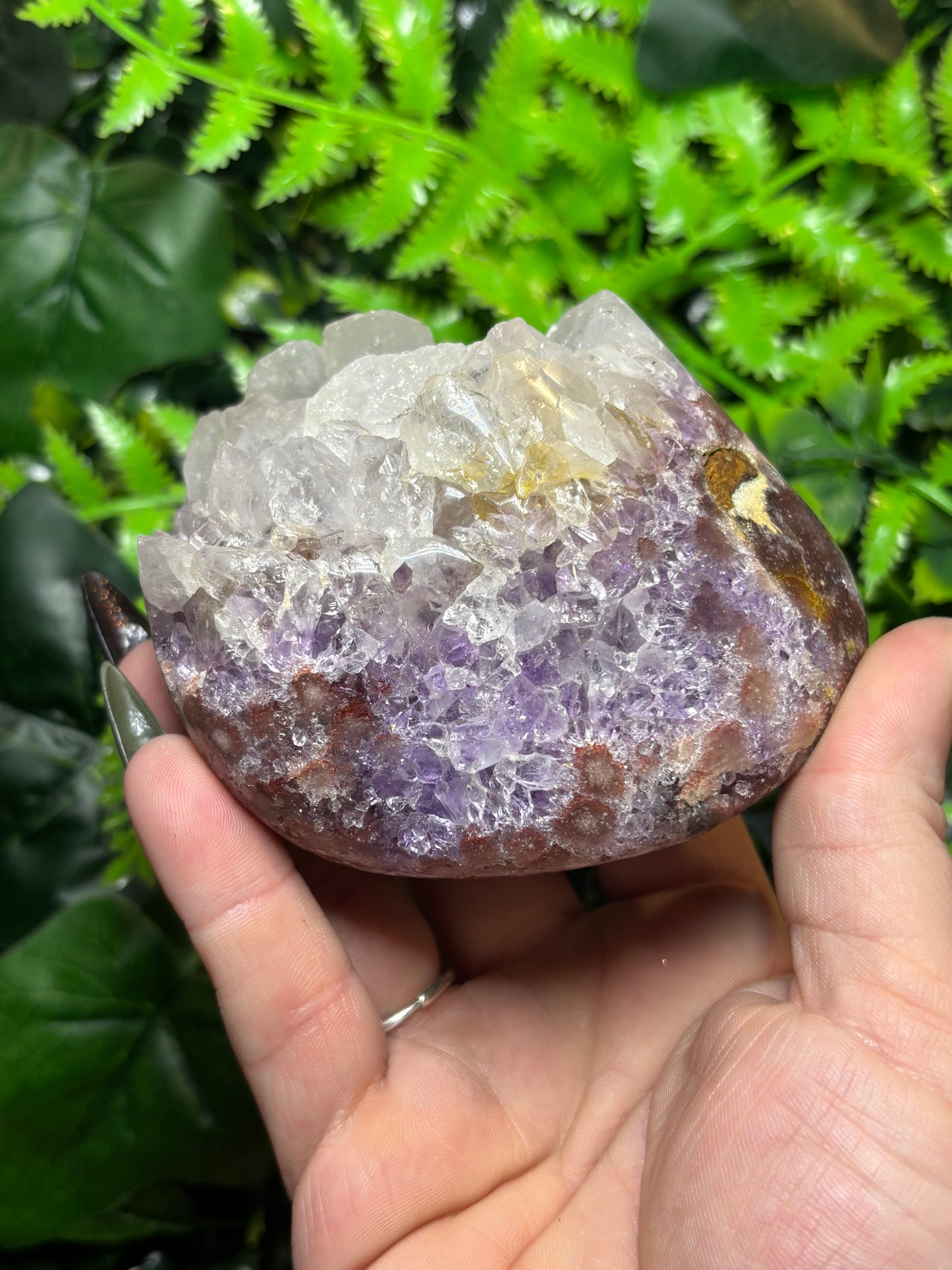 Brazilian Pink Amethyst freeform with Quartz