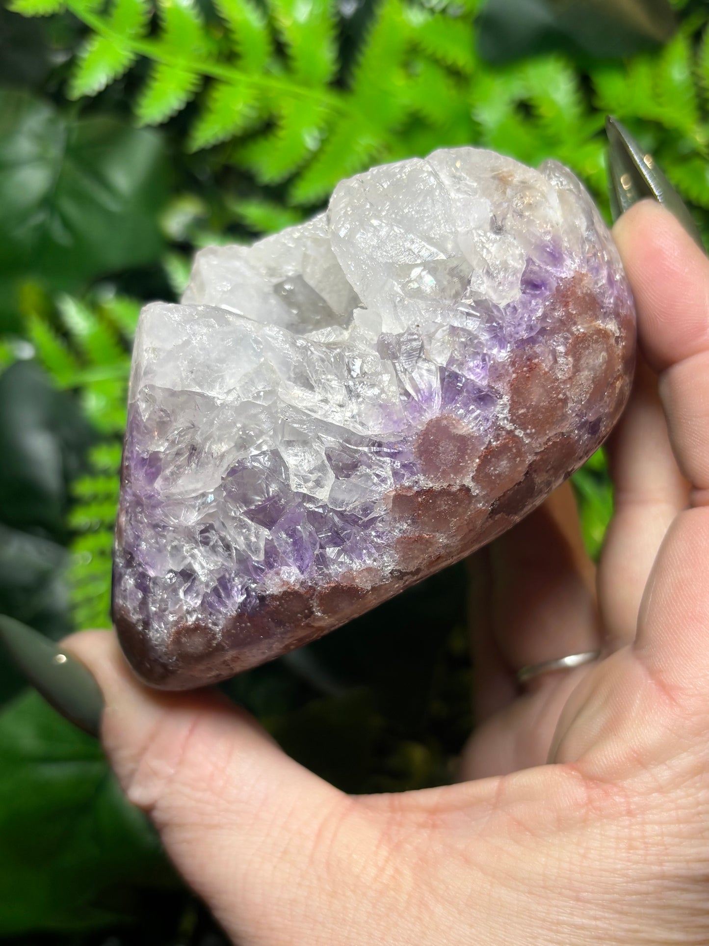 Brazilian Pink Amethyst freeform with Quartz