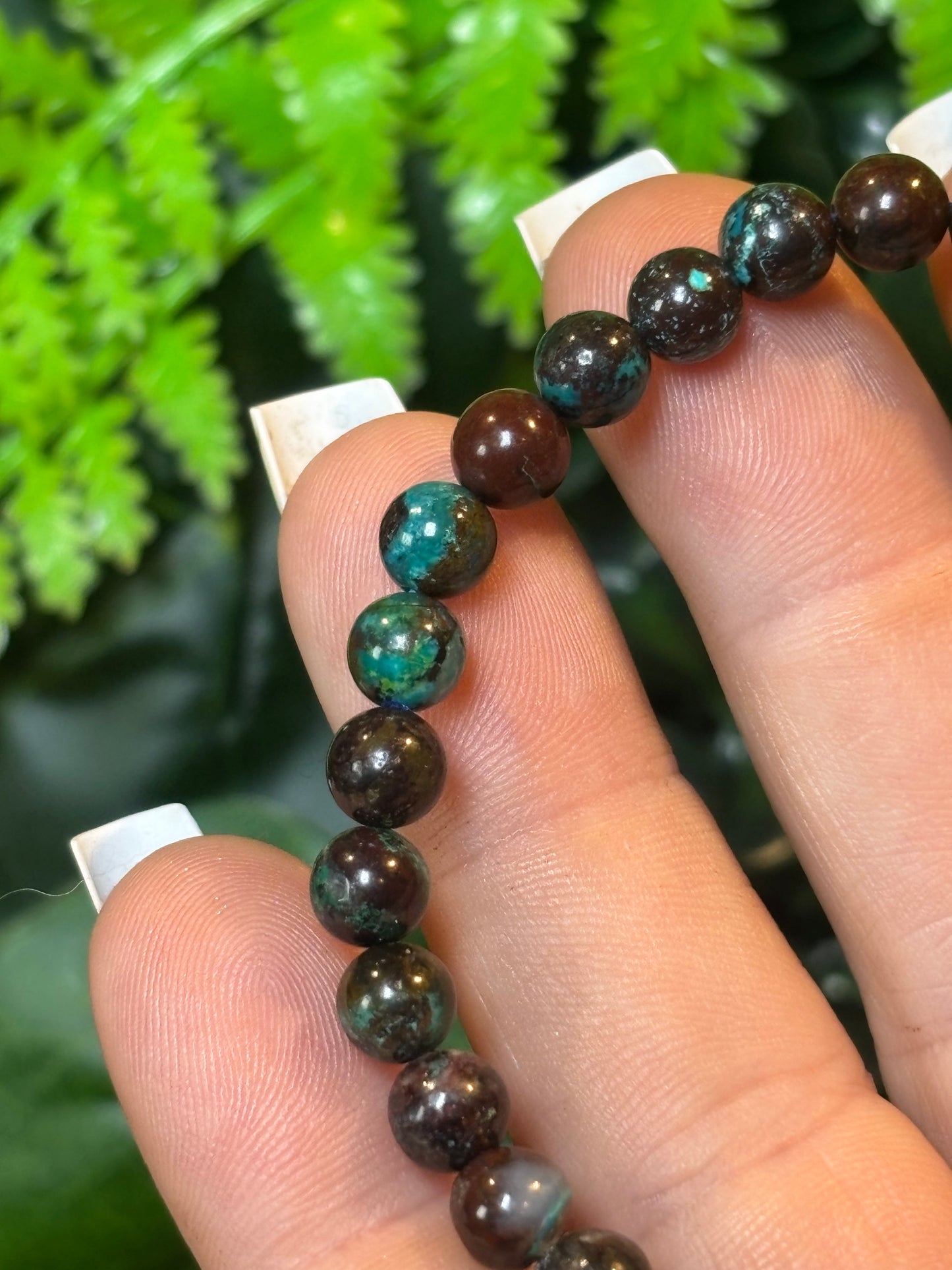 Chrysocolla in matrix beaded bracelet - 6mm