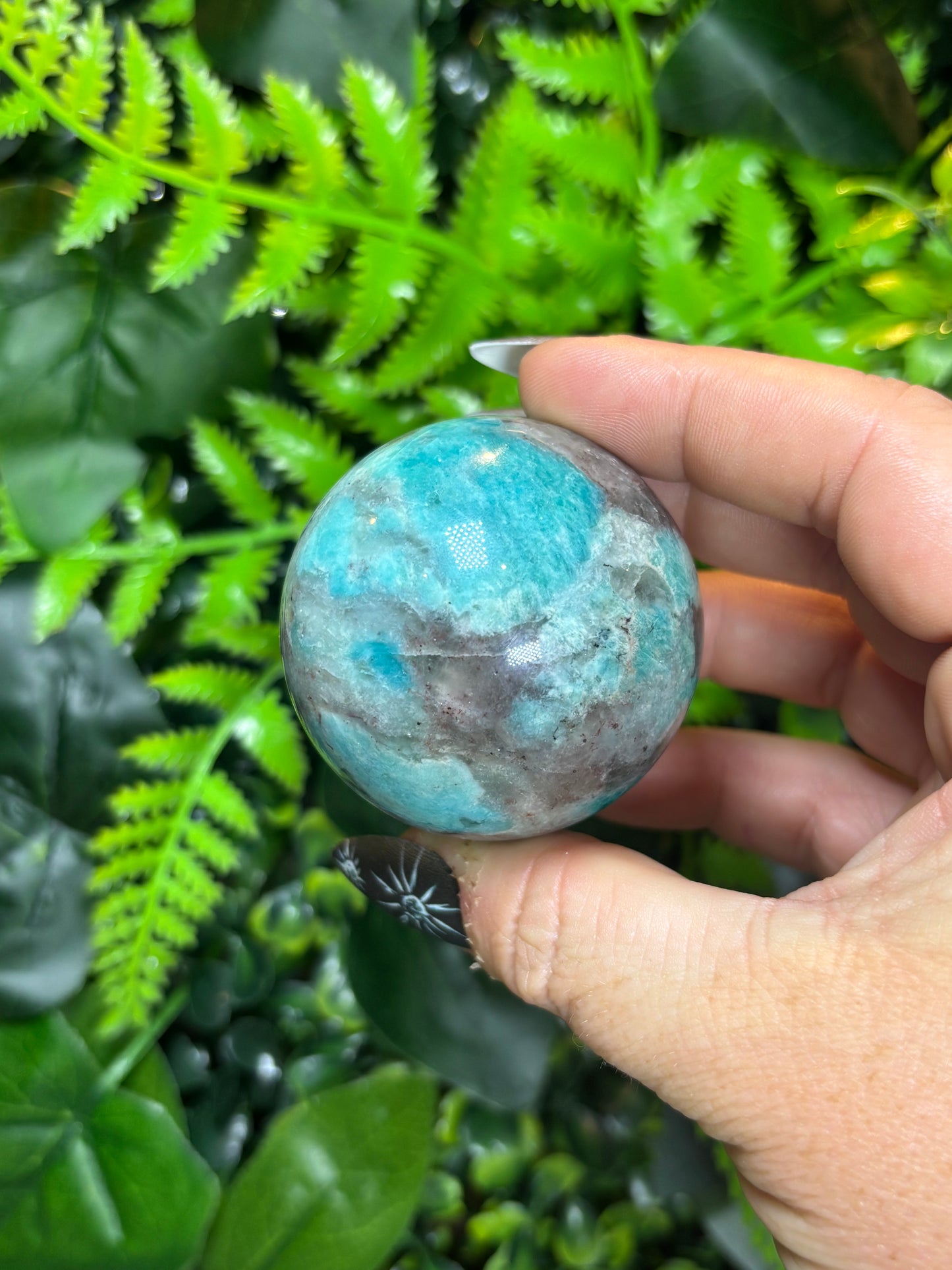 Smokey Quartz in Amazonite Sphere - 5cm