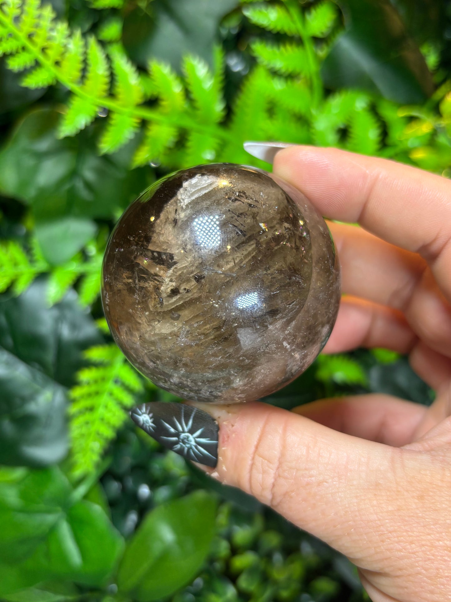 Lodalite in Smokey Quartz Sphere - 5cm