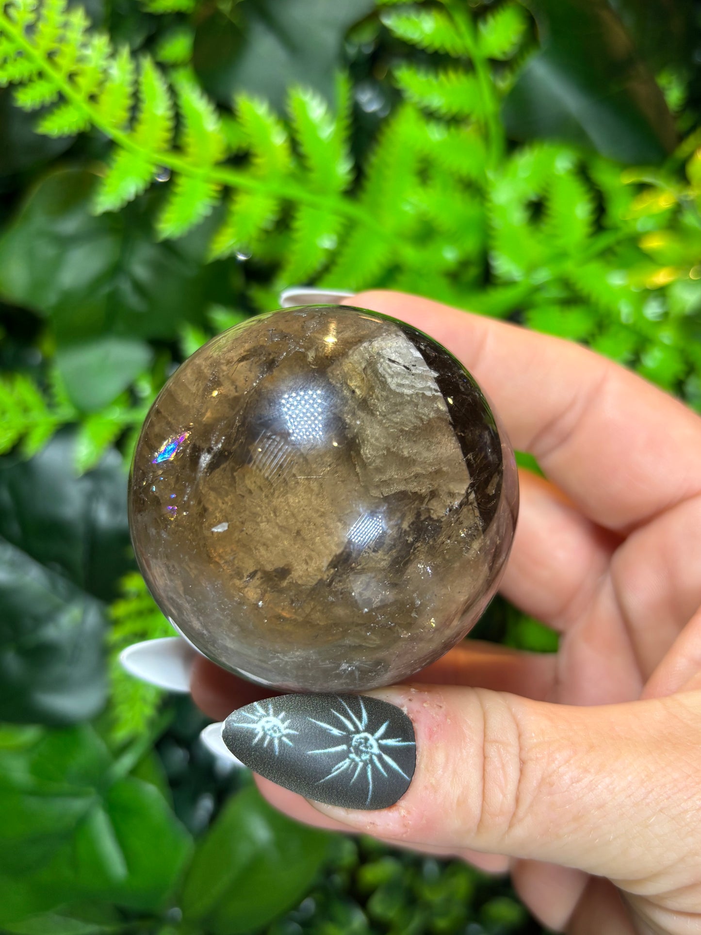 Lodalite in Smokey Quartz Sphere - 5cm