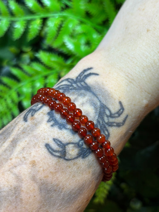 Carnelian beaded bracelet - 4mm