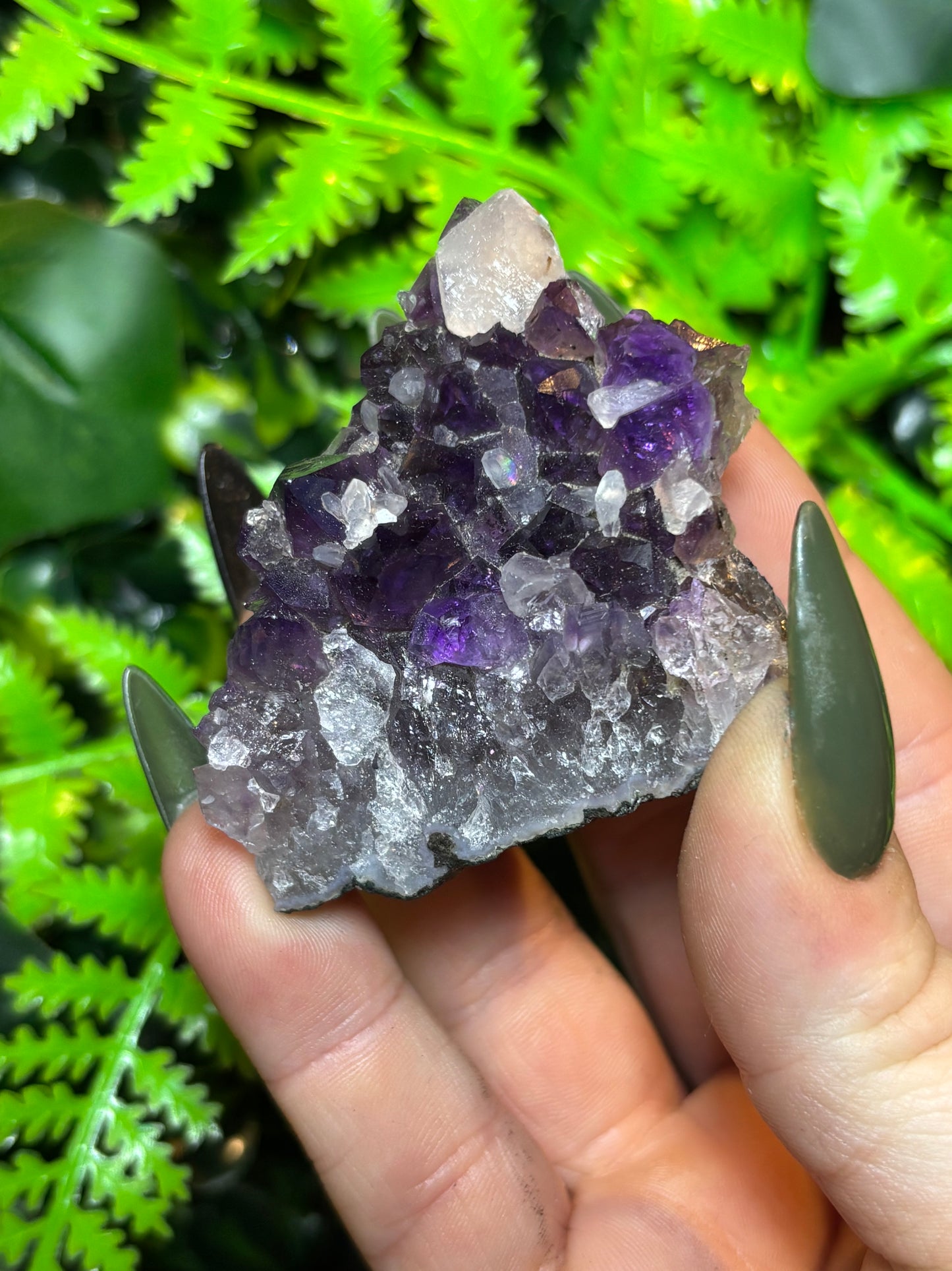 Brazilian Amethyst cluster with Calcite