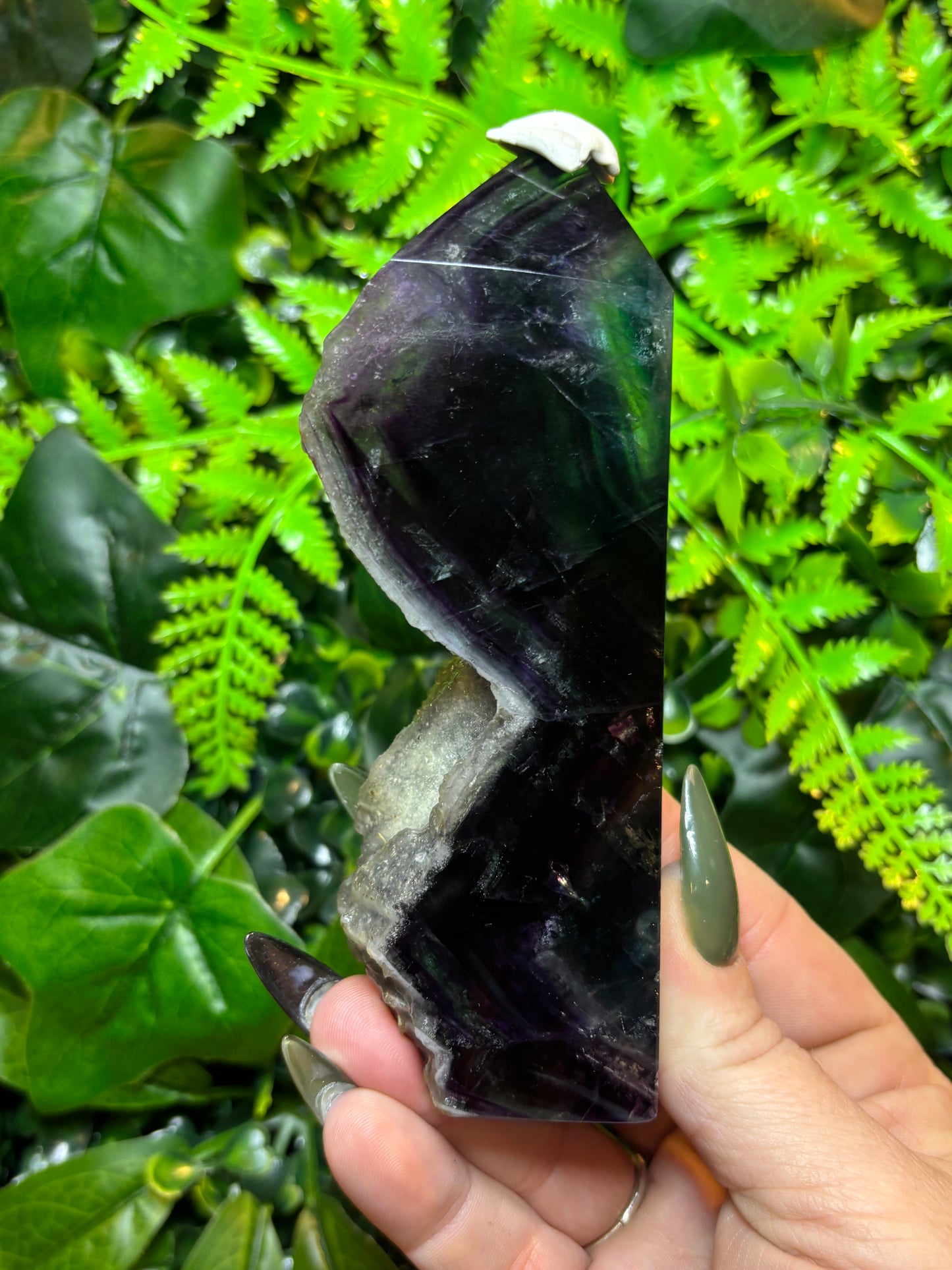 Dark Rainbow Fluorite tower - raw edge - B