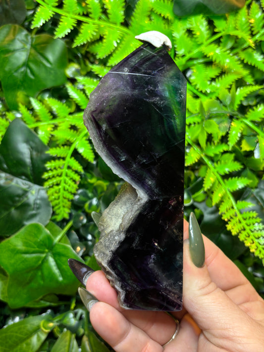 Dark Rainbow Fluorite tower - raw edge - B