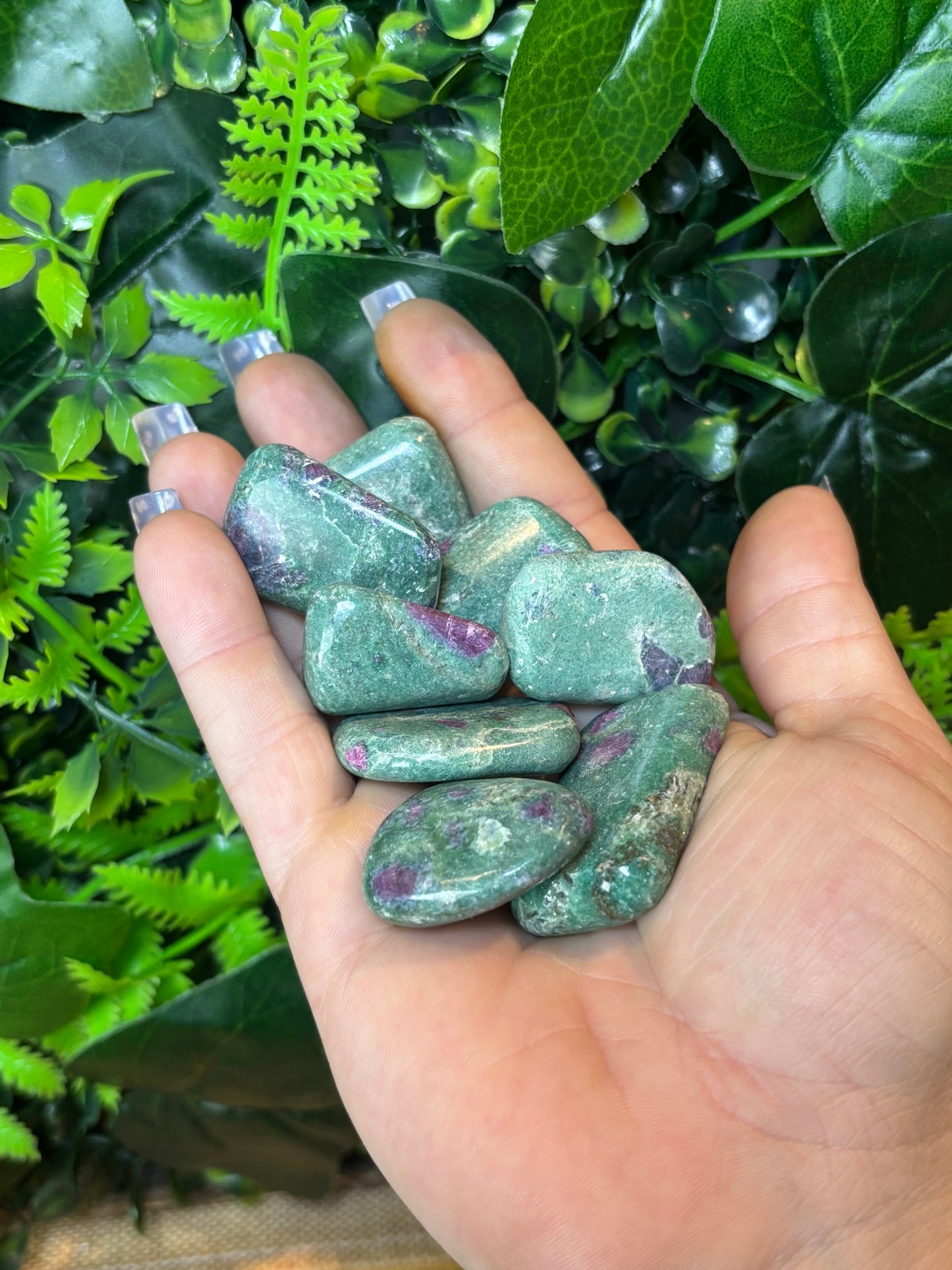 Ruby in Fuchsite tumblestone