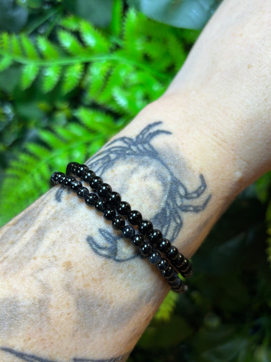 Black Obsidian beaded bracelet - 4mm