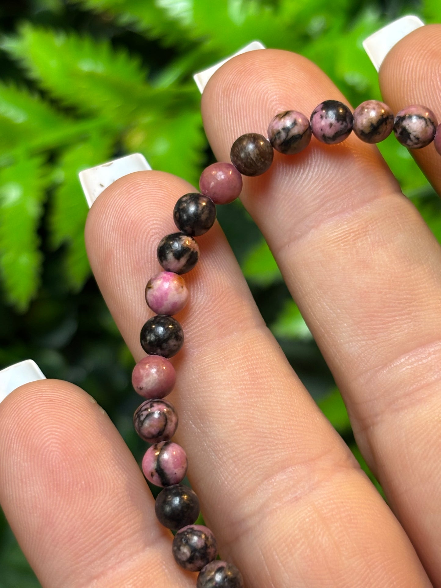 Rhodonite beaded bracelet - 4mm
